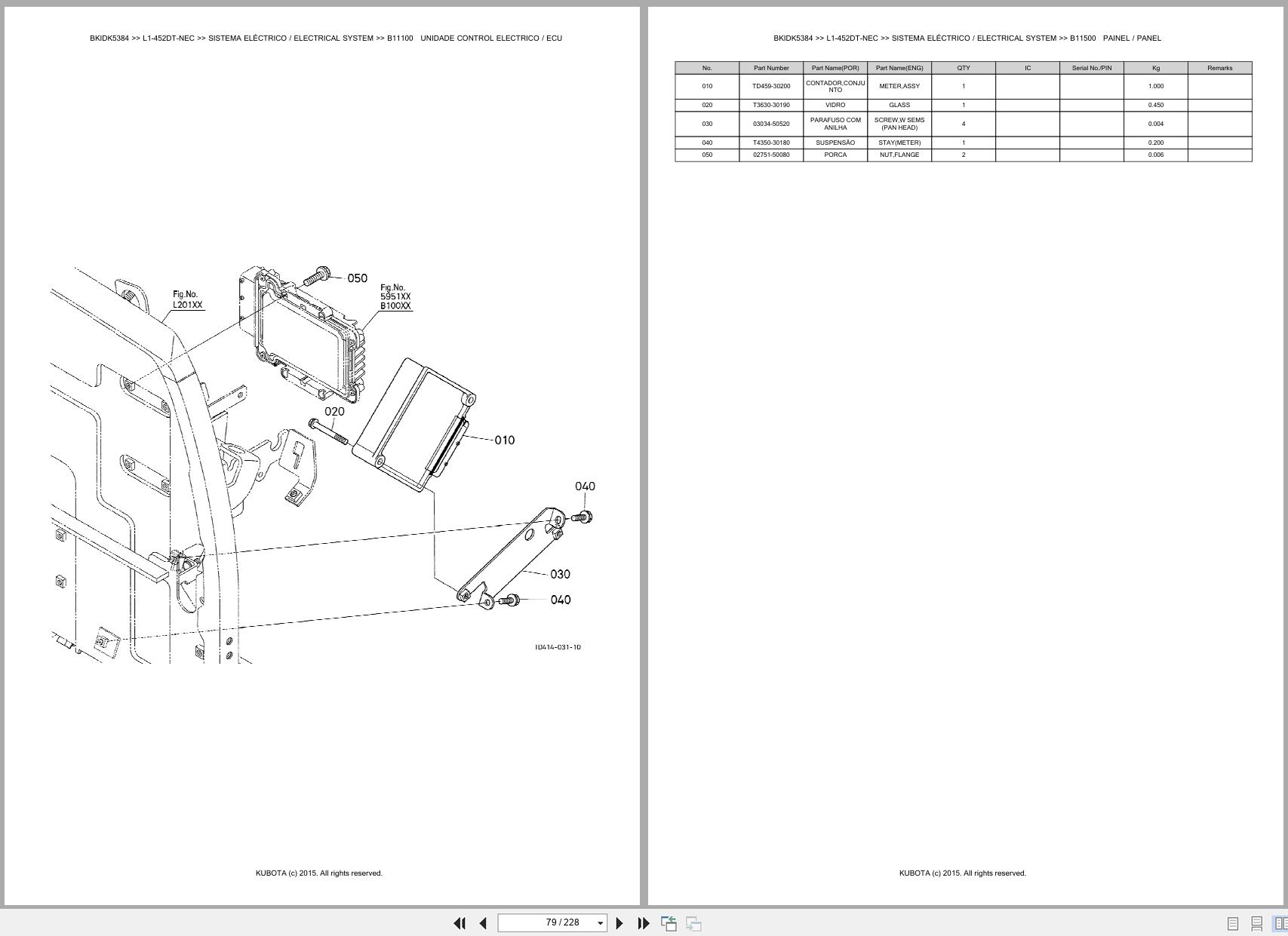 Kubota Tractor L1 452DT NEC Spare Parts Catalog EN PT (2)