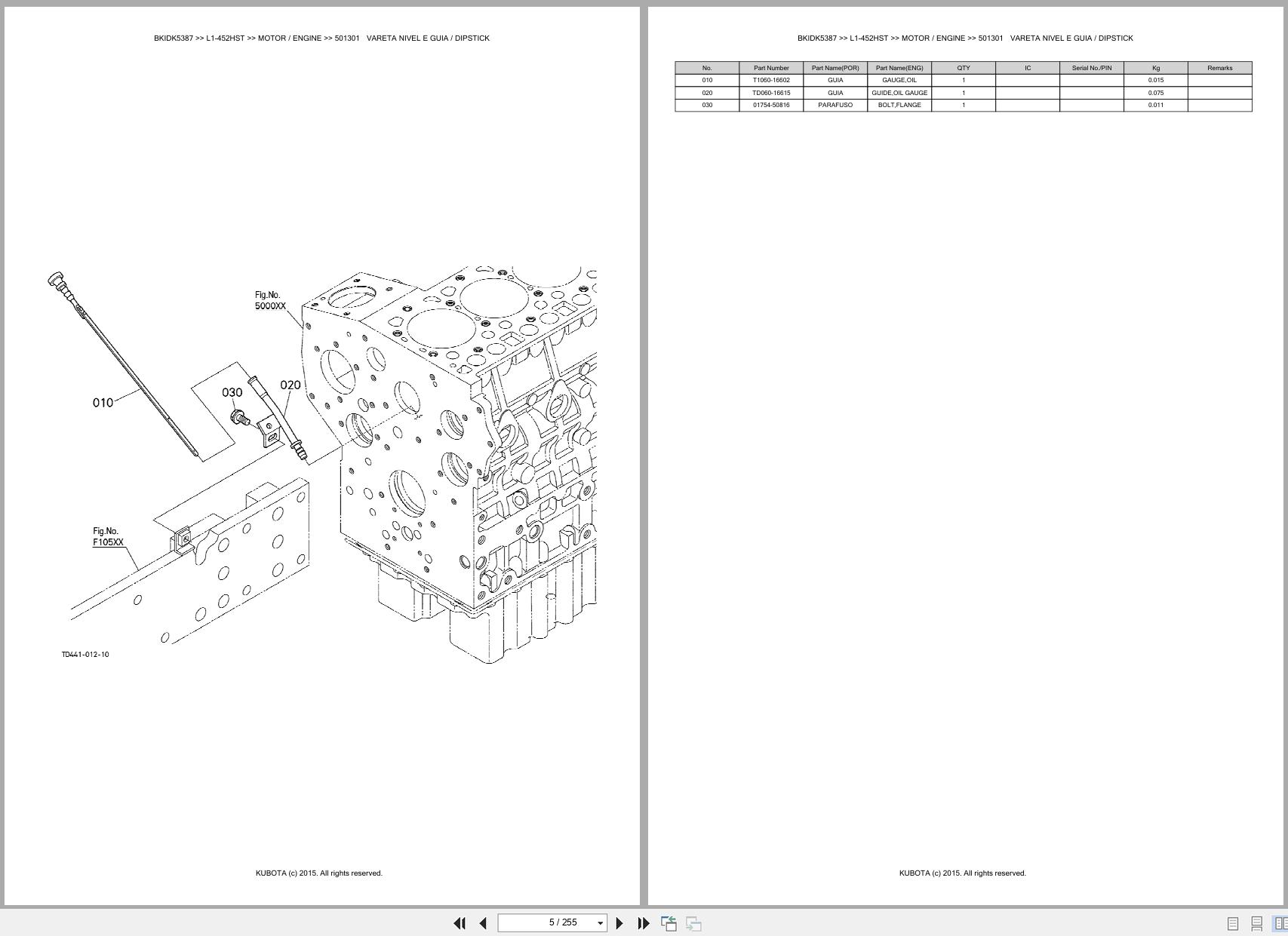 Kubota Tractor L1 452HST Spare Parts Catalog EN PT (3)