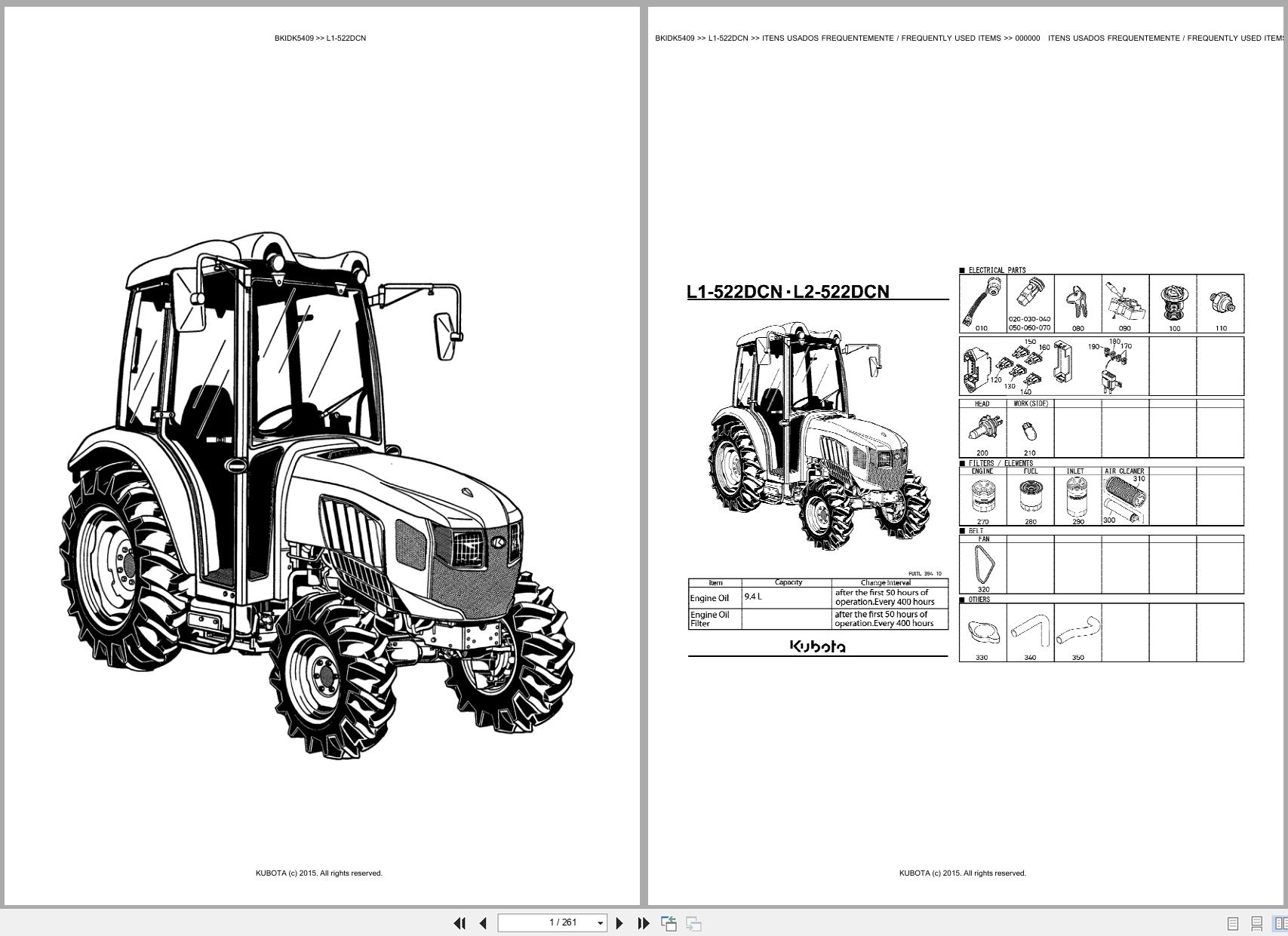 Kubota Tractor L1 522DCN Spare Parts Catalog EN PT (1)