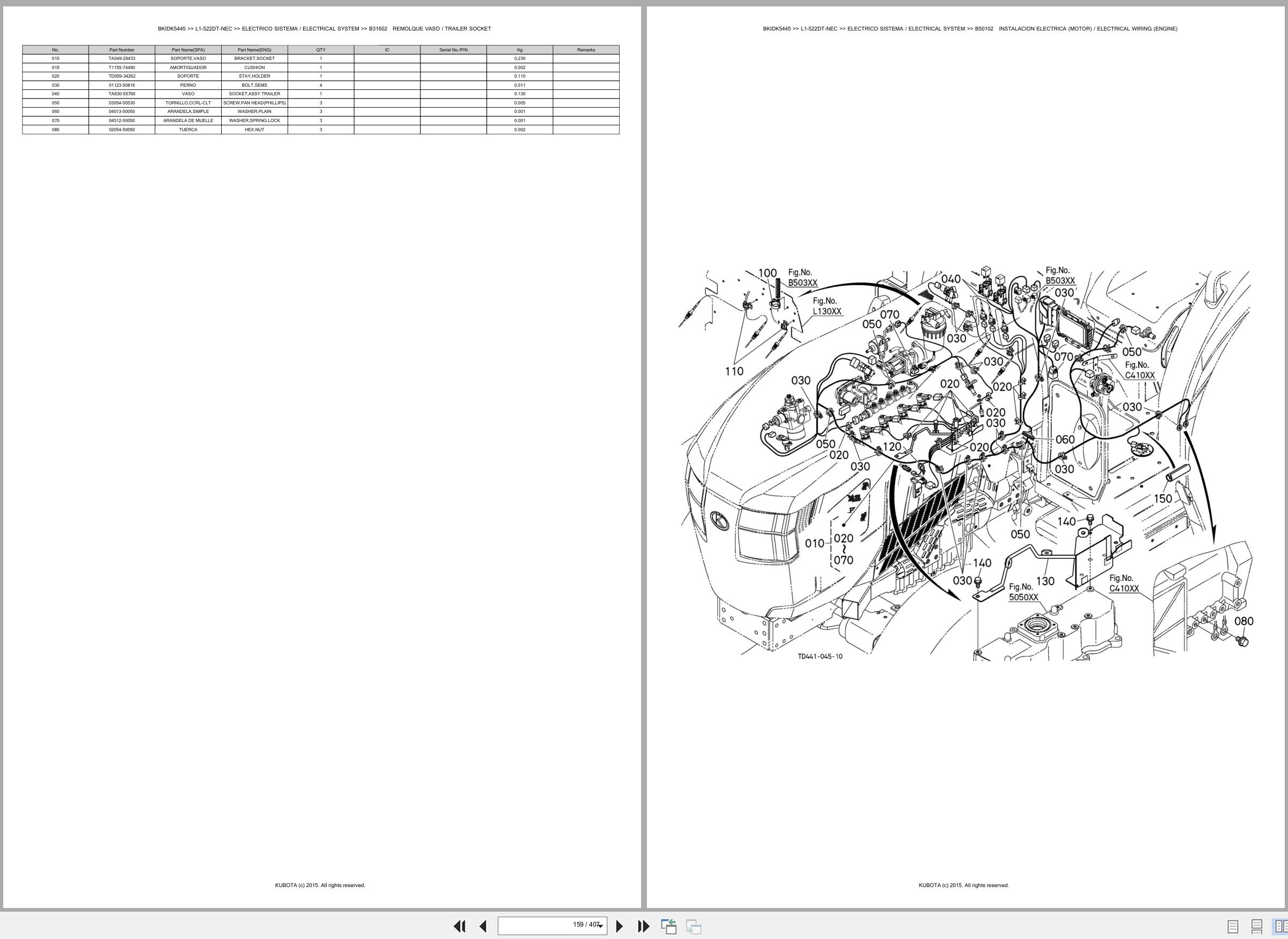 Kubota Tractor L1 522DT NEC Spare Parts Catalog EN ES (2)