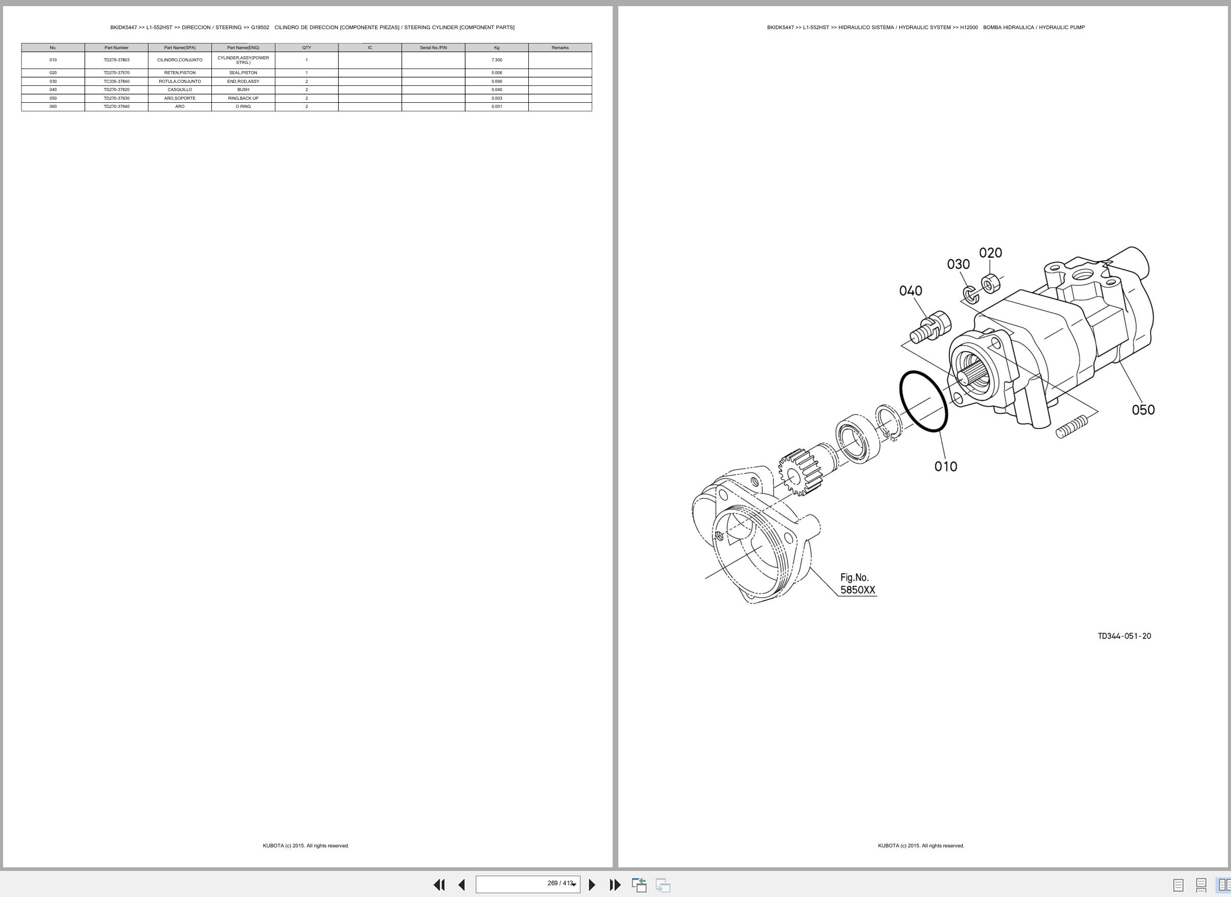 Kubota Tractor L1 552HST Spare Parts Catalog EN ES (3)