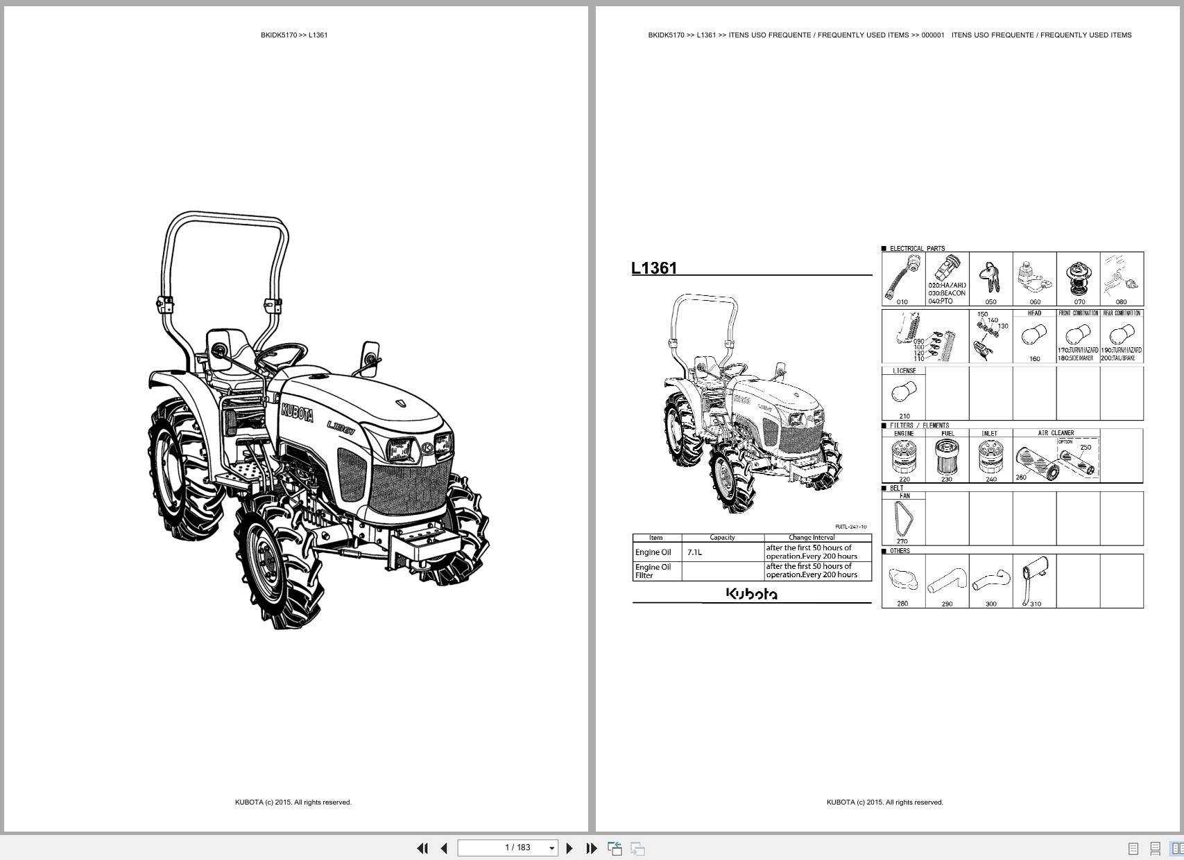 Kubota Tractor L1361 Spare Parts Catalog EN PT (1)