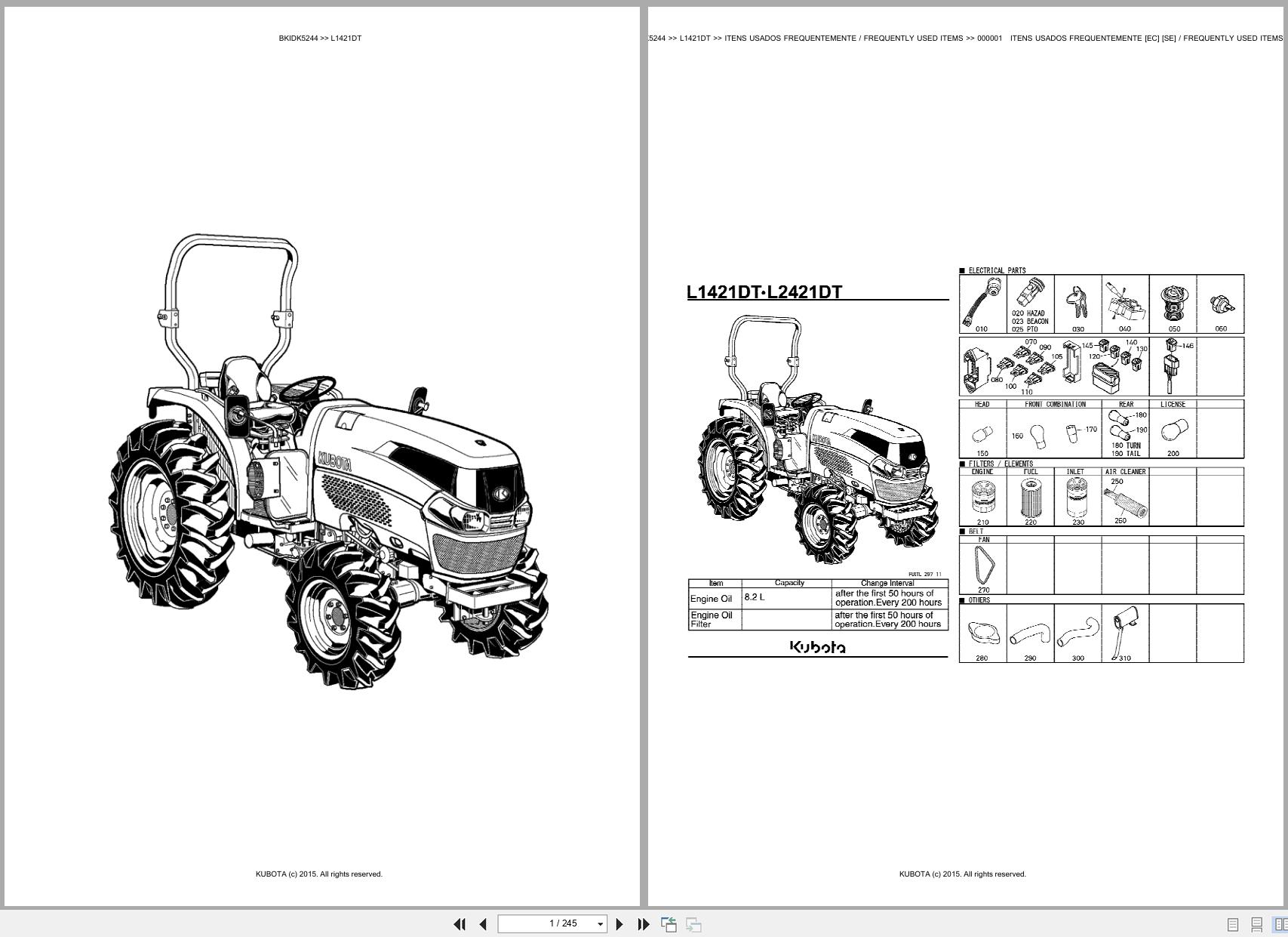Kubota Tractor L1421DT Spare Parts Catalog EN PT (1)