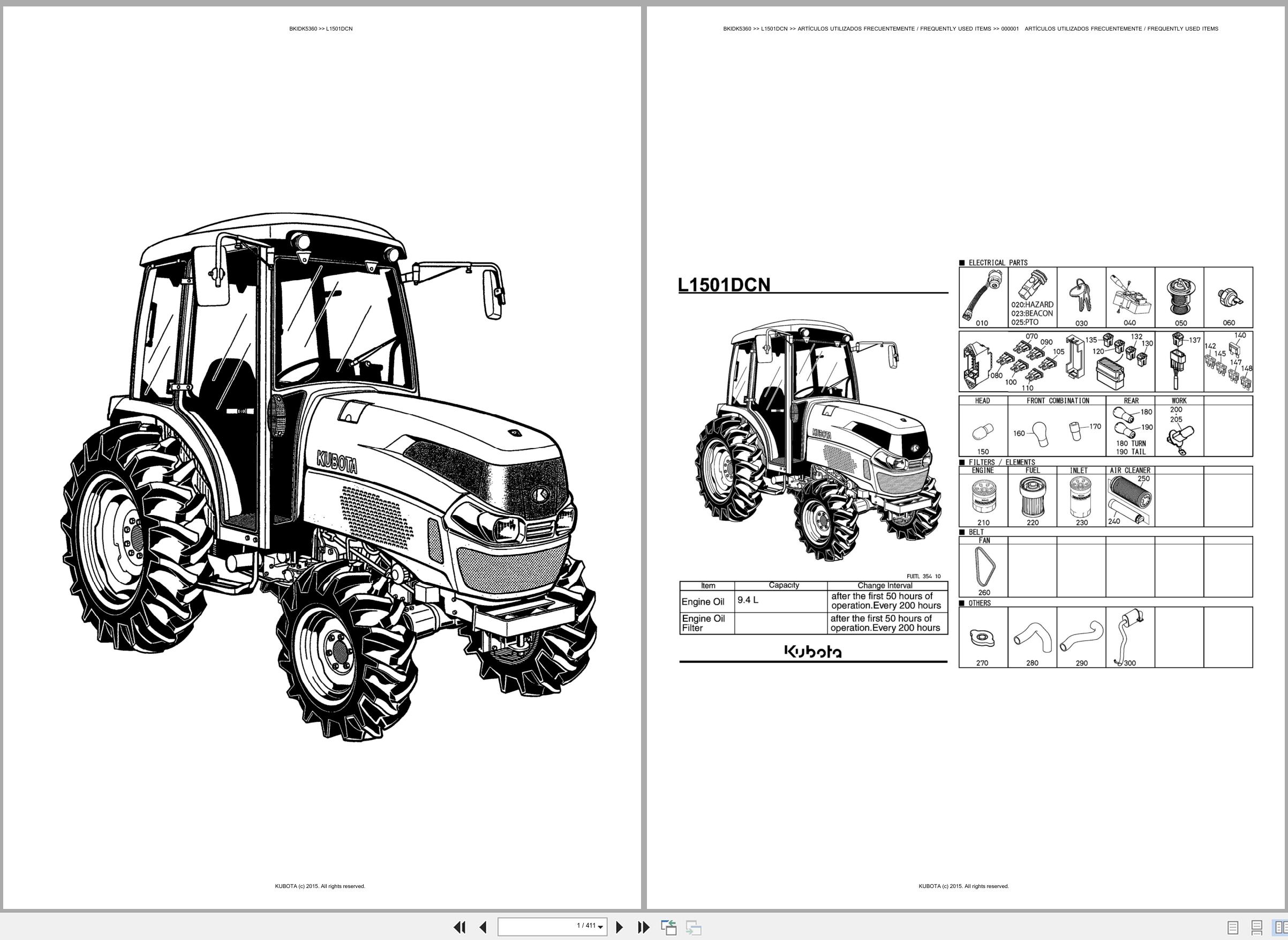 Kubota Tractor L1501DCN Spare Parts Catalog EN ES (1)