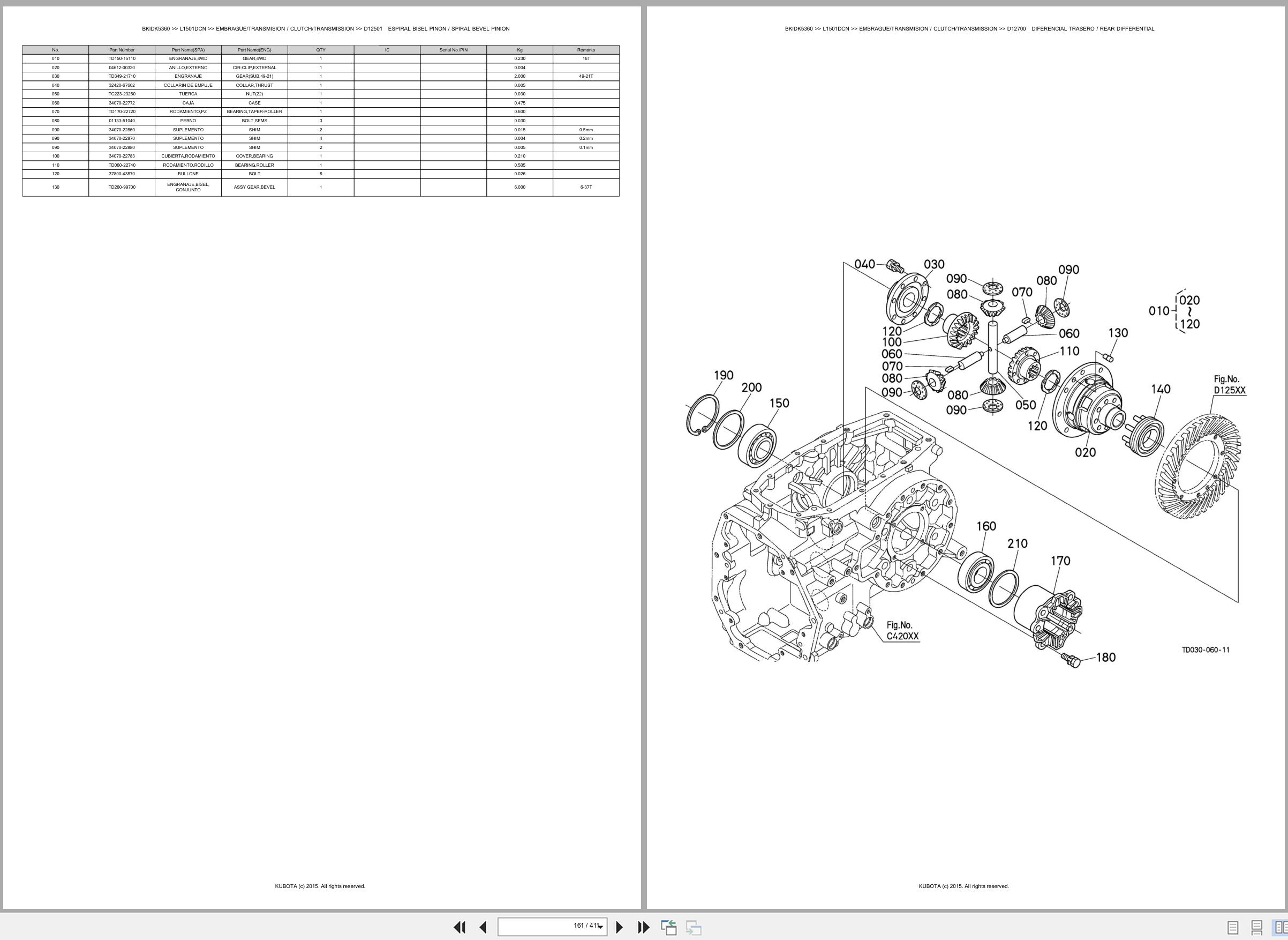 Kubota Tractor L1501DCN Spare Parts Catalog EN ES (2)