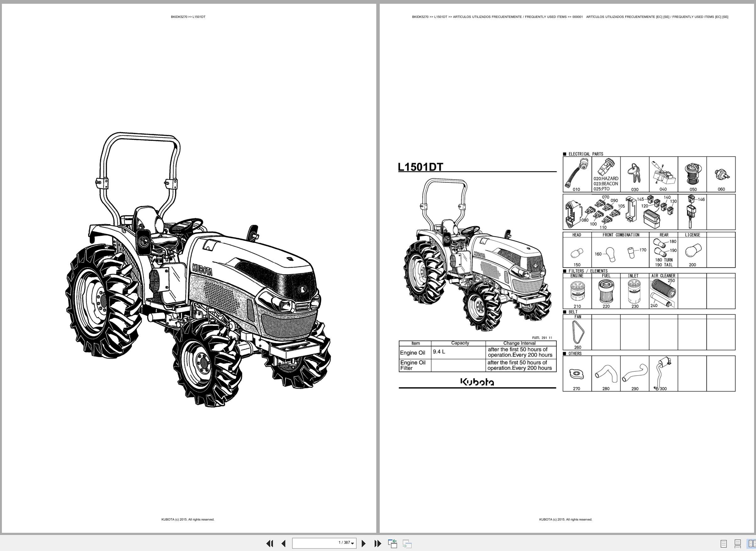 Kubota Tractor L1501DT Spare Parts Catalog EN ES (1)