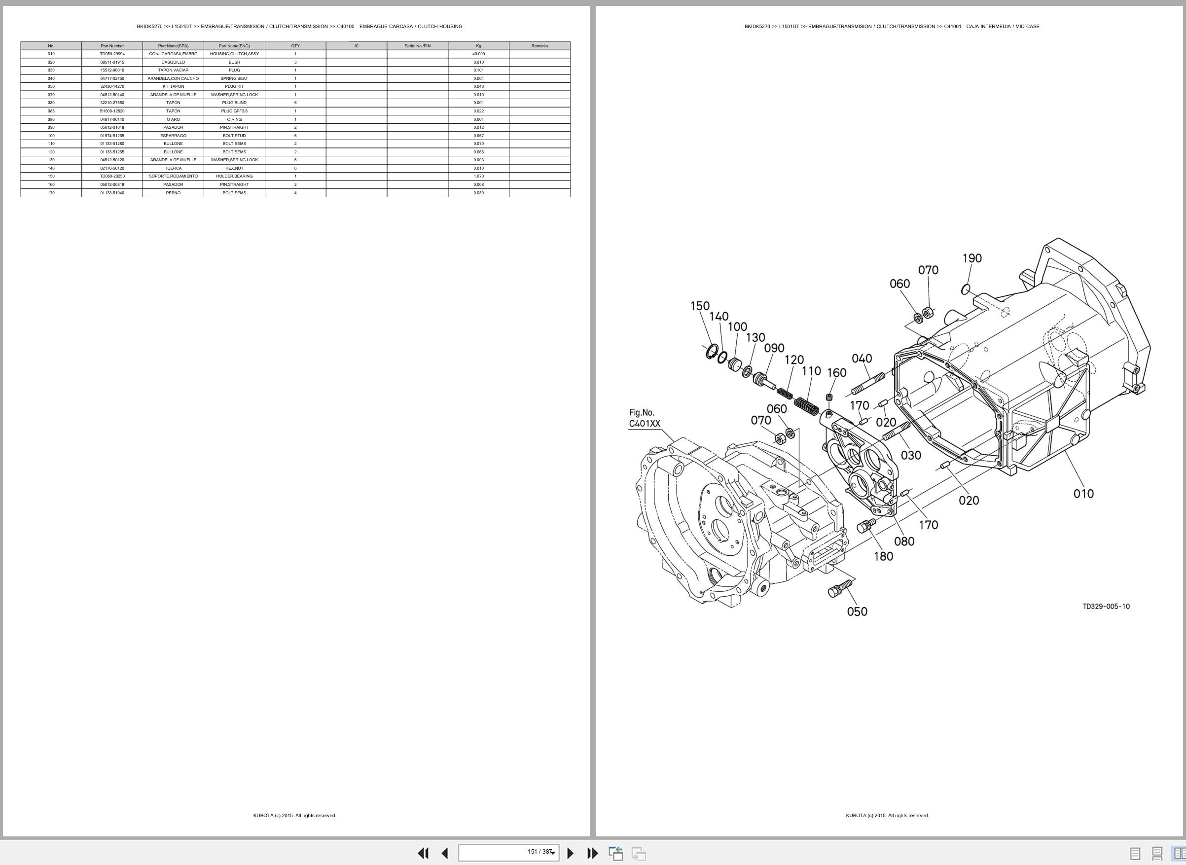 Kubota Tractor L1501DT Spare Parts Catalog EN ES (2)