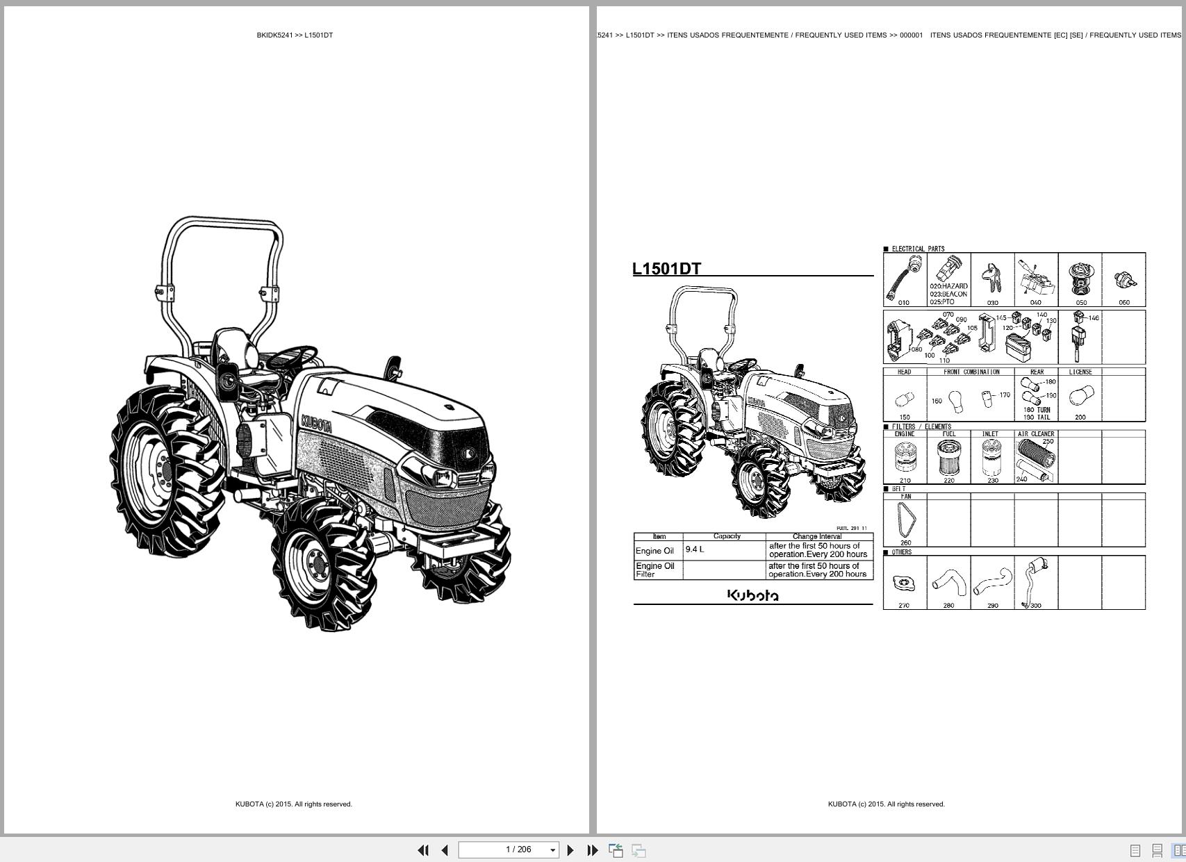 Kubota Tractor L1501DT Spare Parts Catalog EN PT (1)