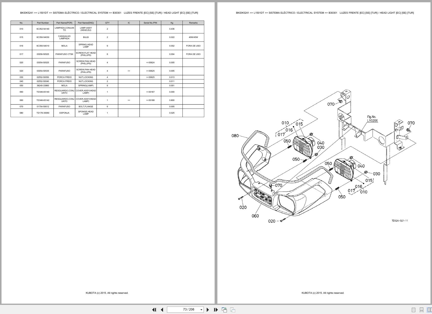 Kubota Tractor L1501DT Spare Parts Catalog EN PT (2)