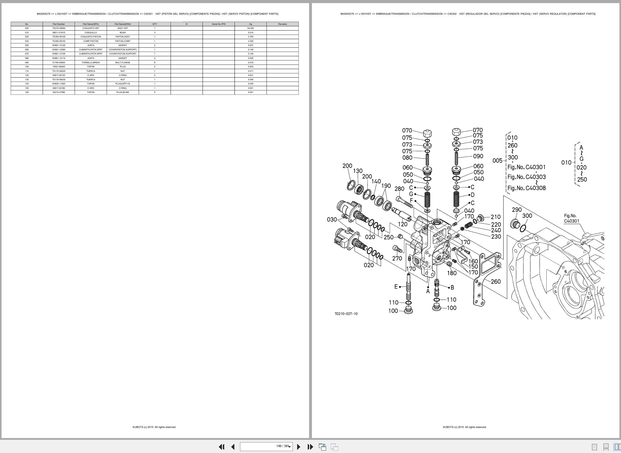 Kubota Tractor L1501HST Spare Parts Catalog EN ES (2)