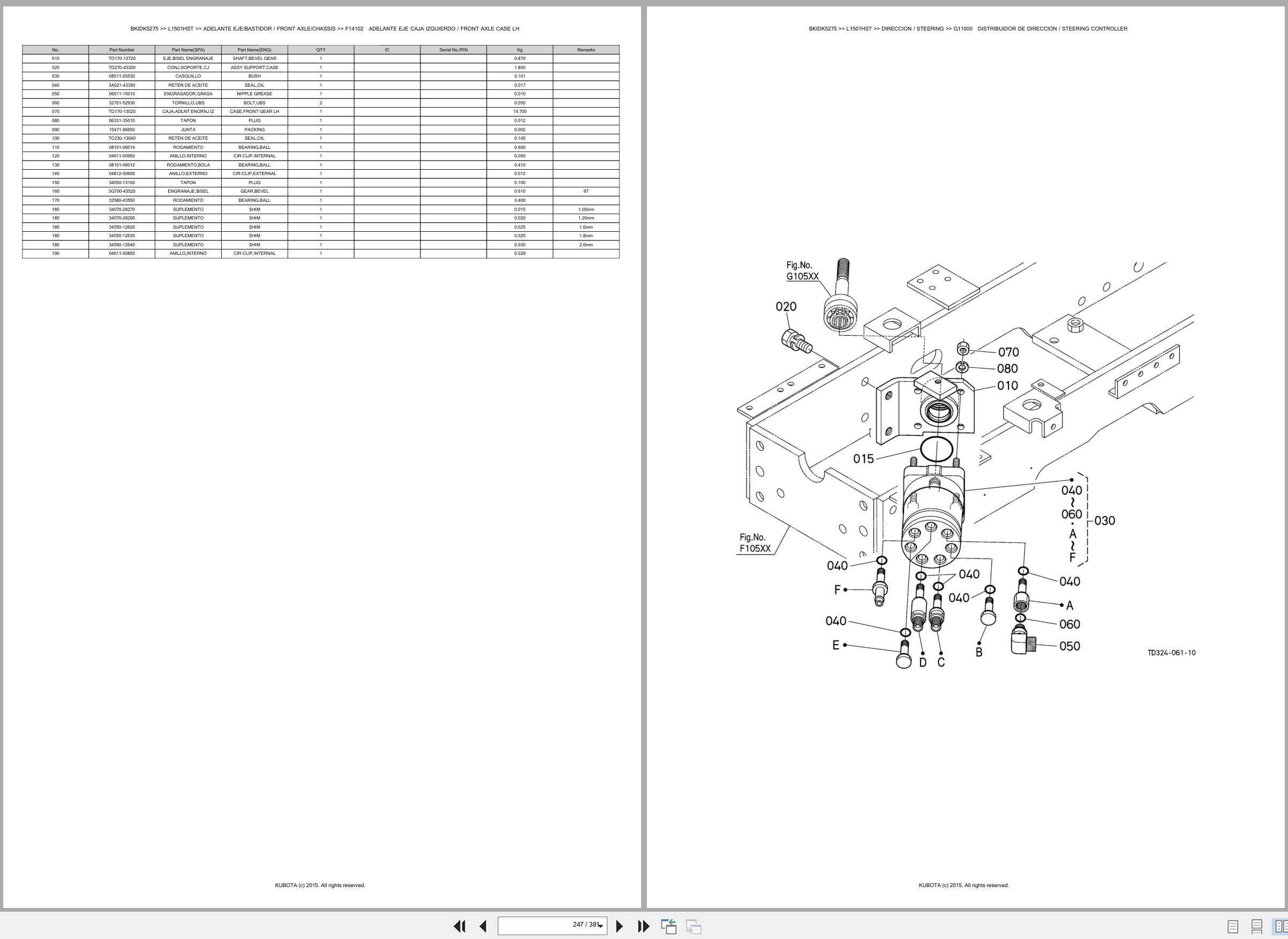 Kubota Tractor L1501HST Spare Parts Catalog EN ES (3)