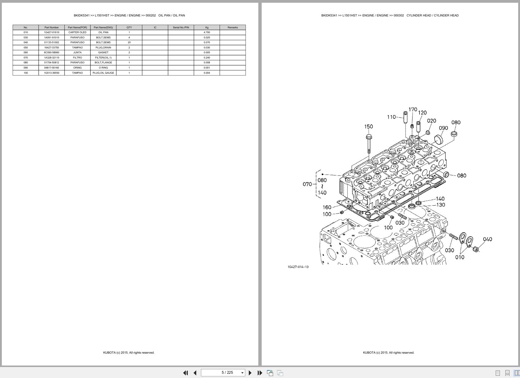 Kubota Tractor L1501HST Spare Parts Catalog EN PT (3)