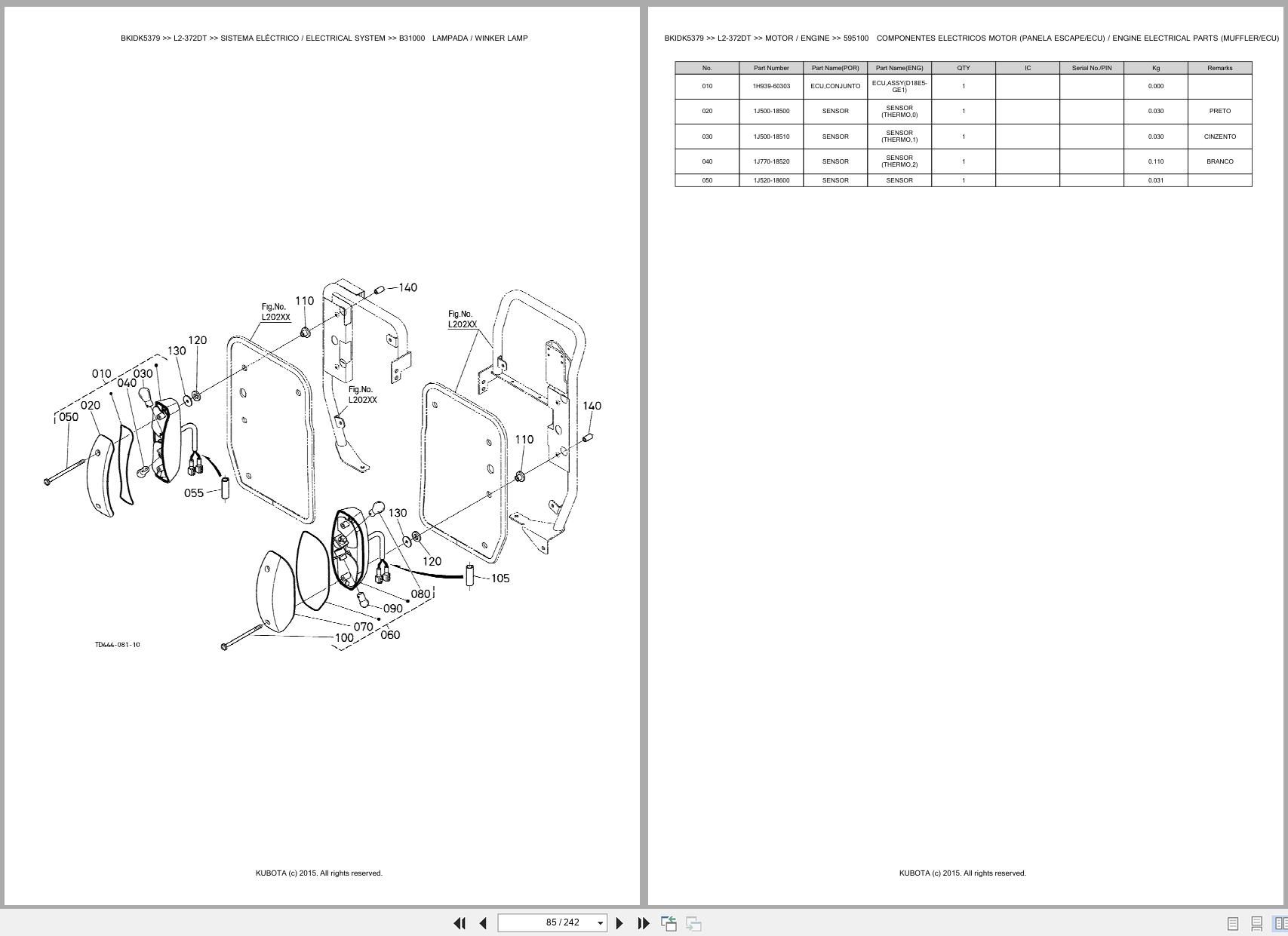 Kubota Tractor L2 372DT Spare Parts Catalog EN PT (2)