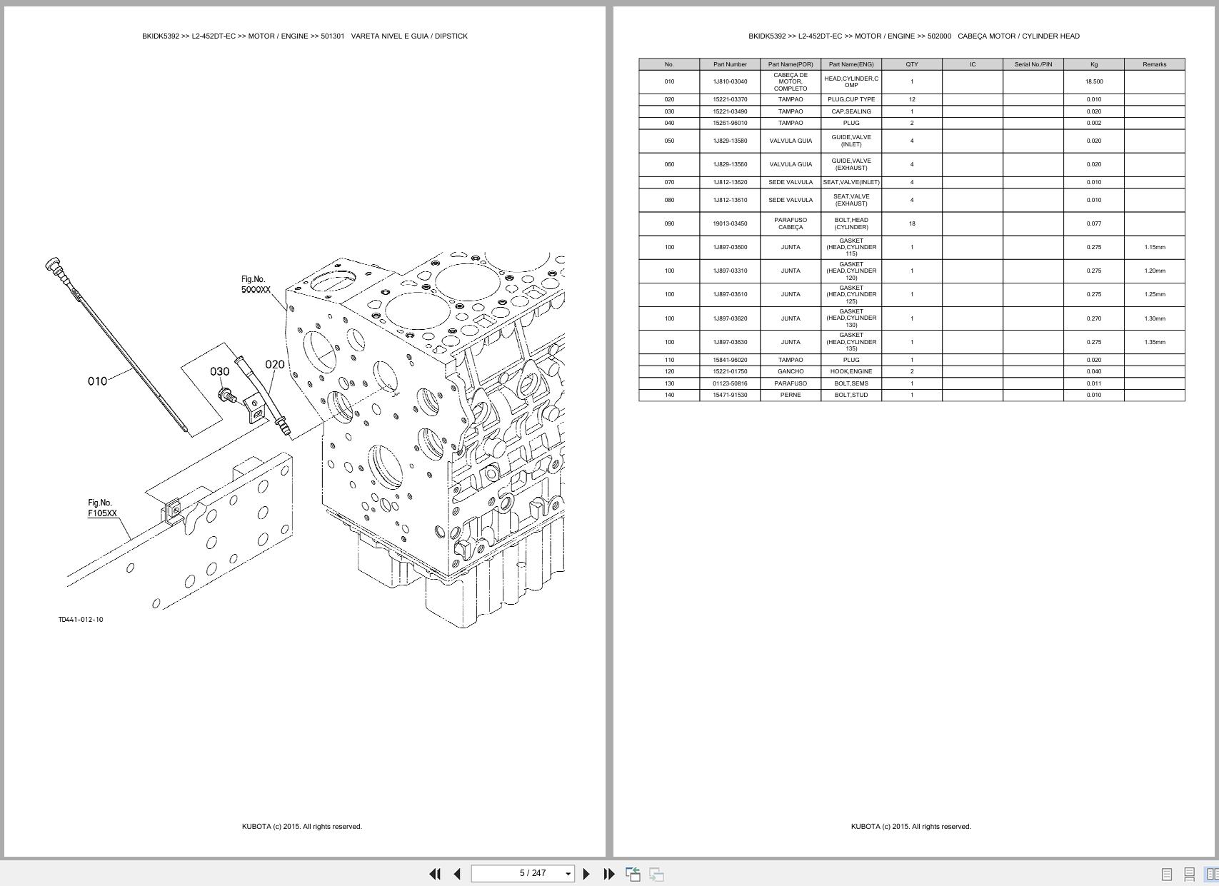 Kubota Tractor L2 452DT EC Spare Parts Catalog EN PT (3)