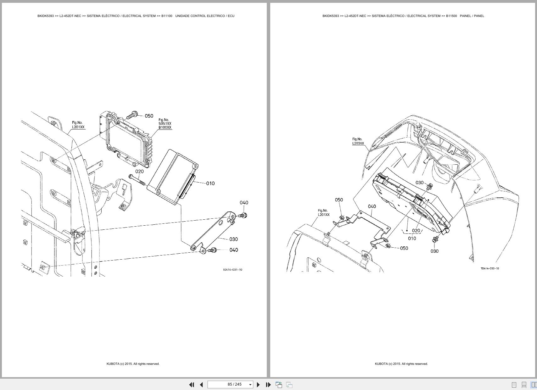 Kubota Tractor L2 452DT NEC Spare Parts Catalog EN PT (2)