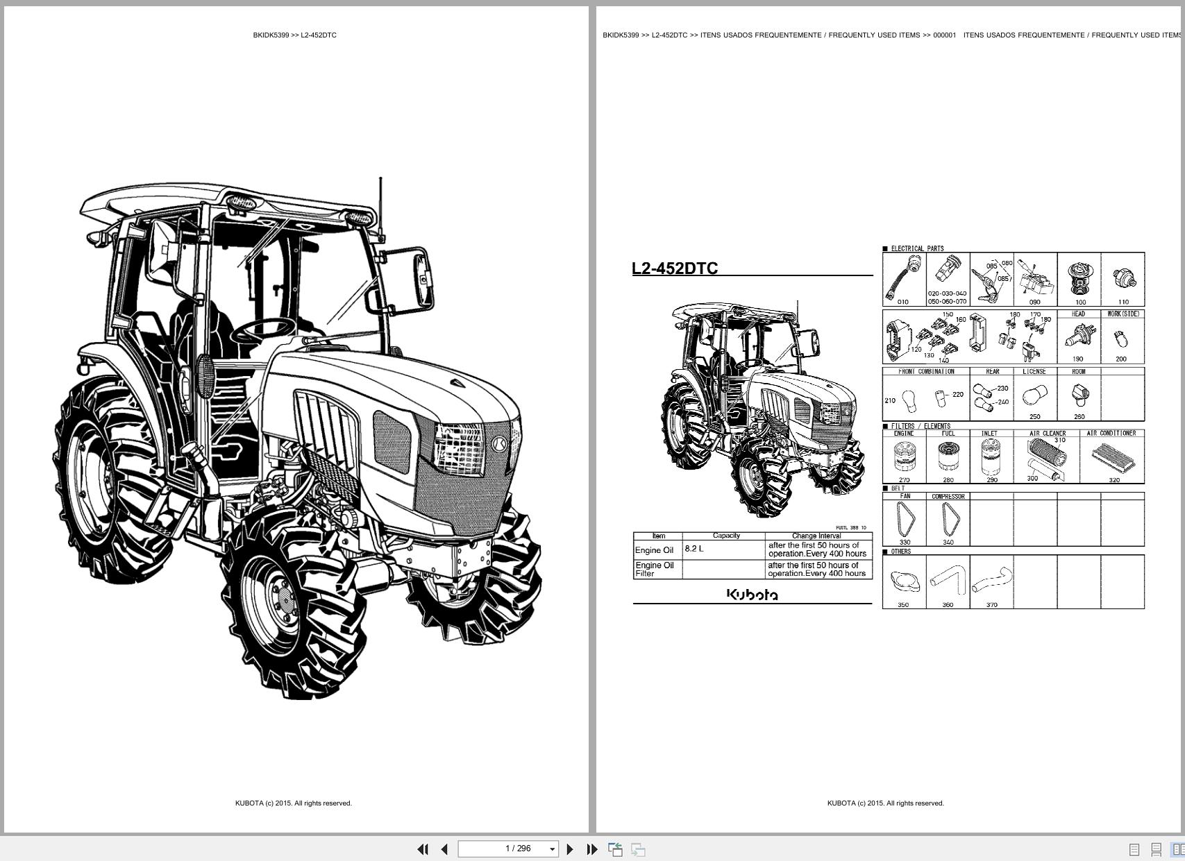 Kubota Tractor L2 452DTC Spare Parts Catalog EN PT (1)