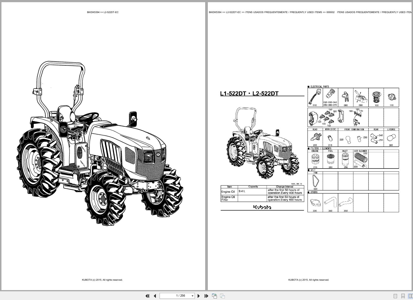 Kubota Tractor L2 522DT EC Spare Parts Catalog EN PT (1)