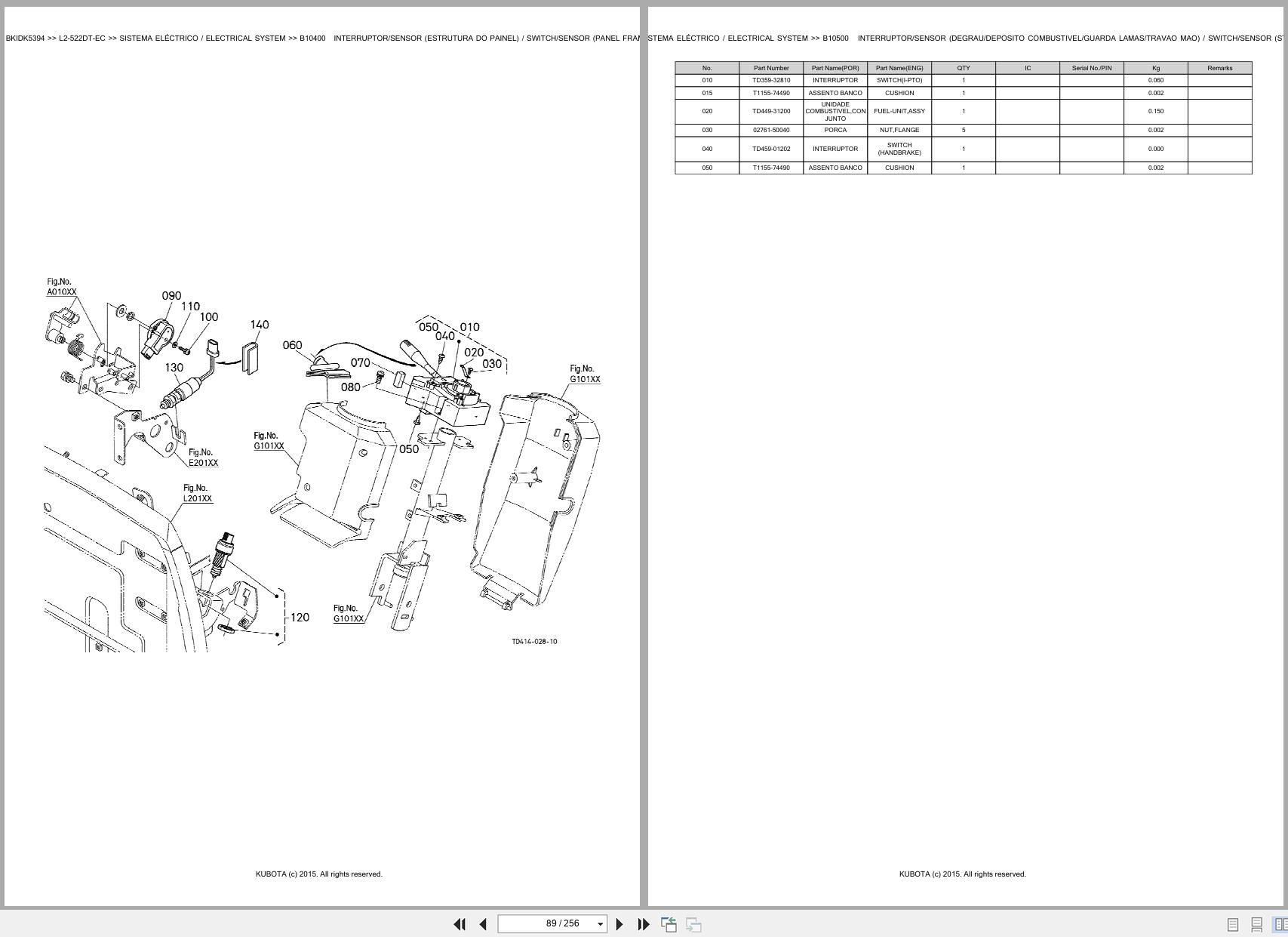 Kubota Tractor L2 522DT EC Spare Parts Catalog EN PT (2)