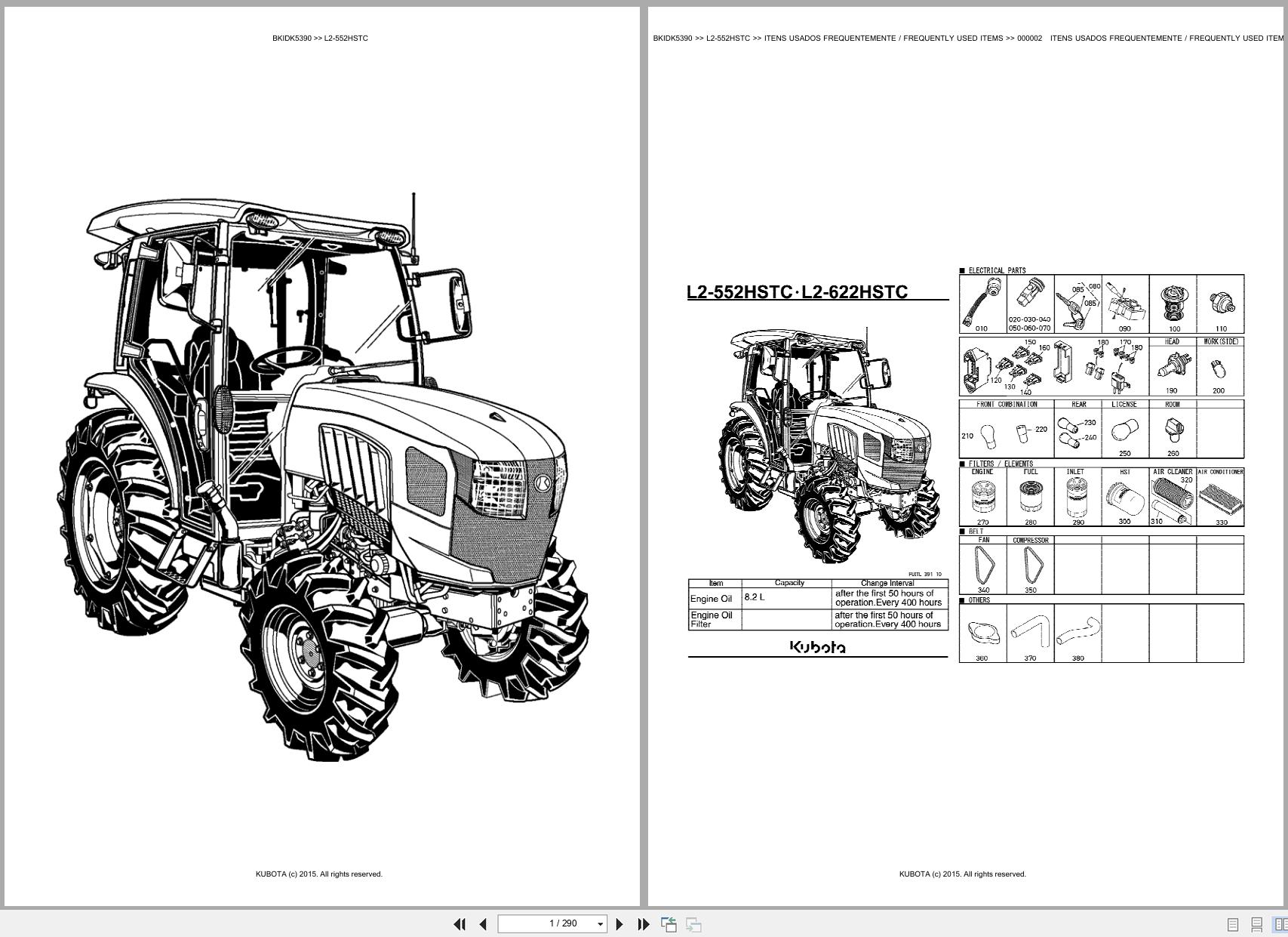 Kubota Tractor L2 552HSTC Spare Parts Catalog EN PT (1)