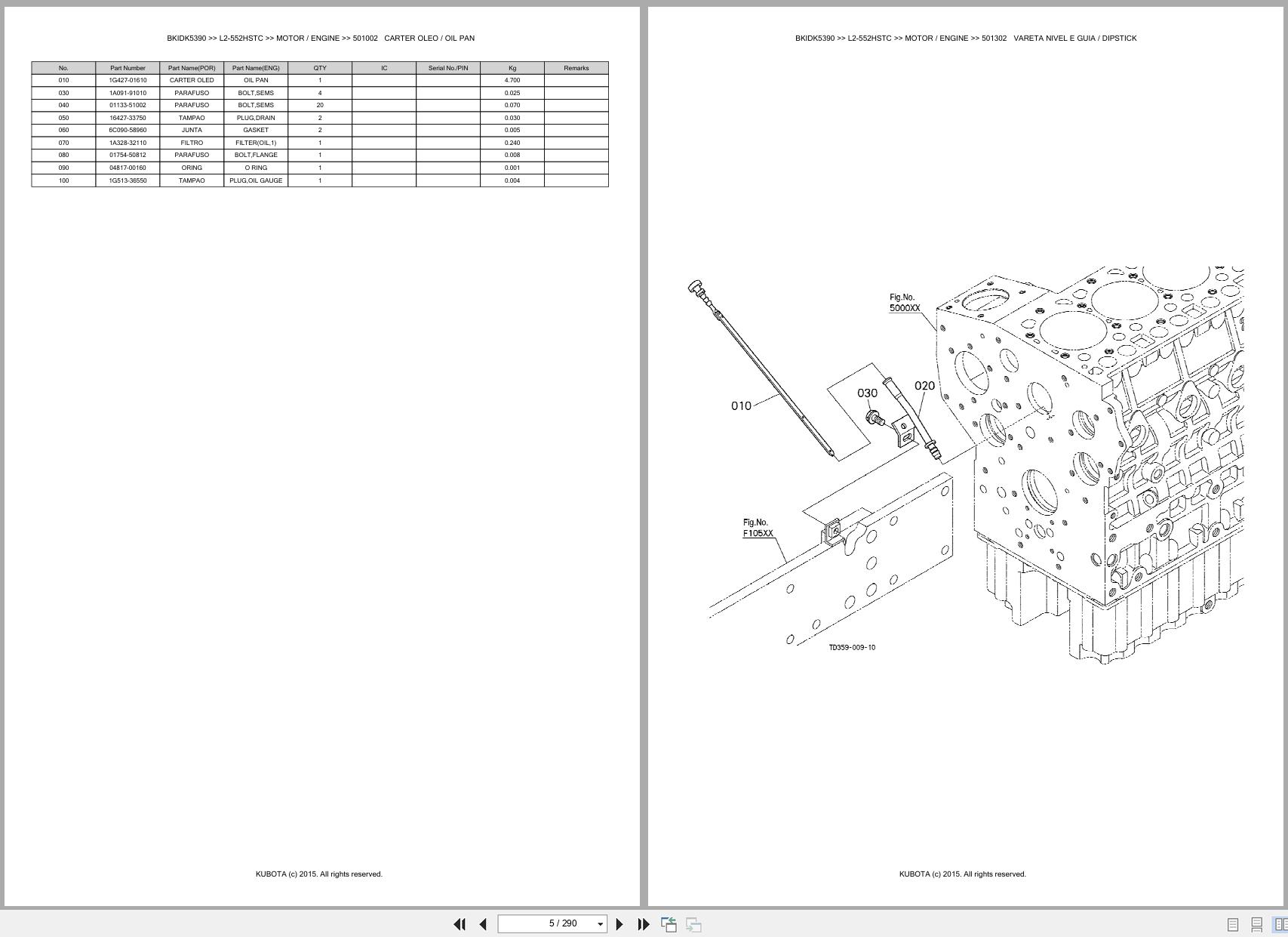 Kubota Tractor L2 552HSTC Spare Parts Catalog EN PT (3)