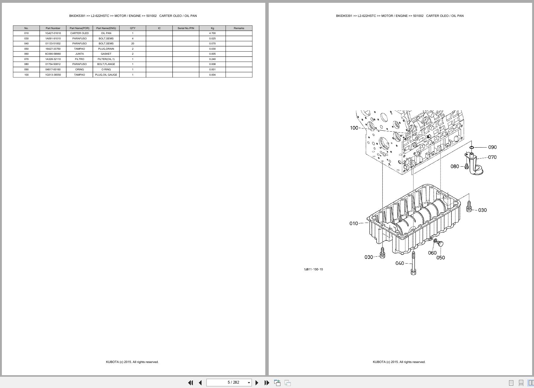 Kubota Tractor L2 622HSTC Spare Parts Catalog EN PT (3)