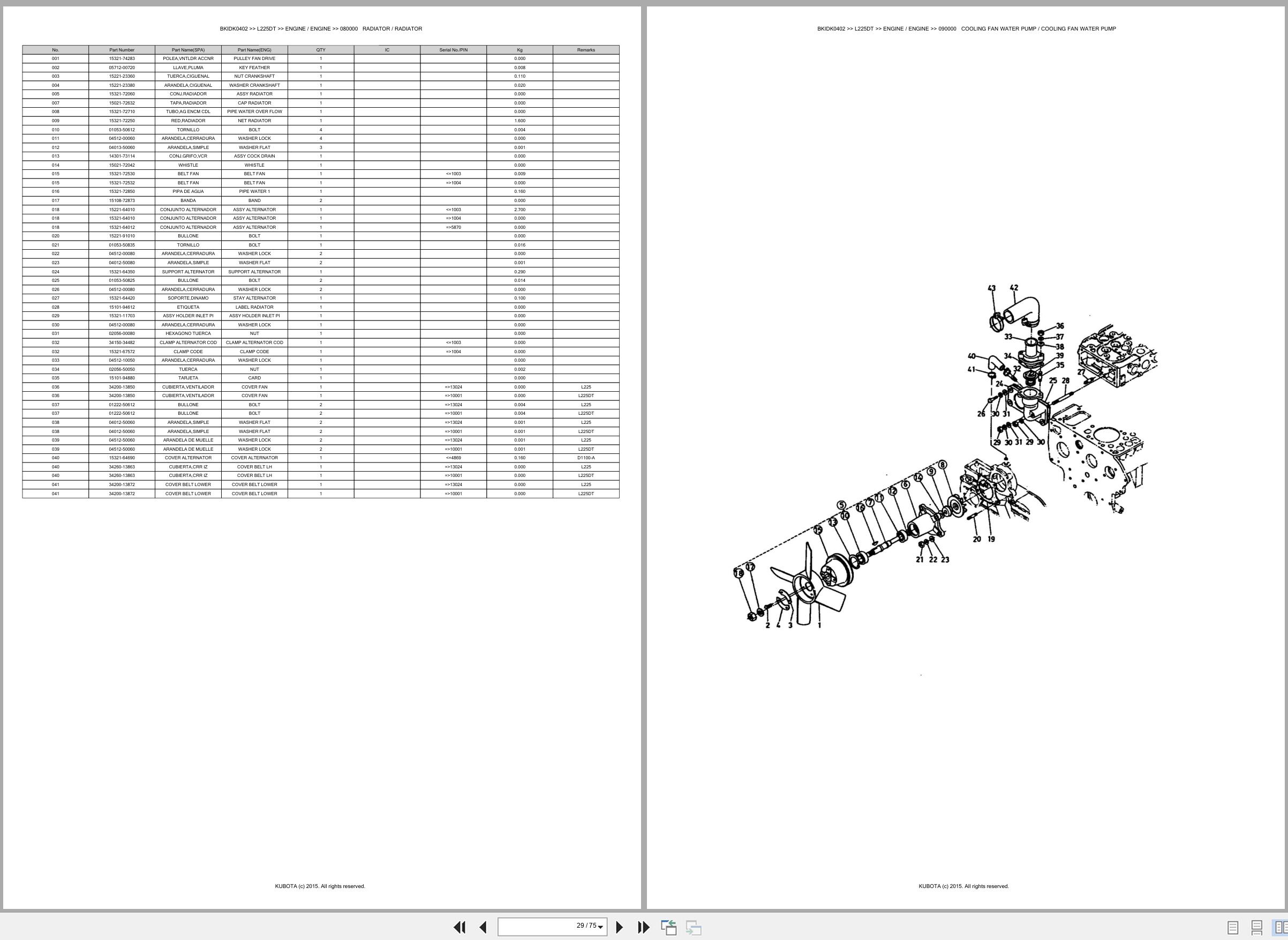 Kubota Tractor L225DT Spare Parts Catalog EN ES (2)