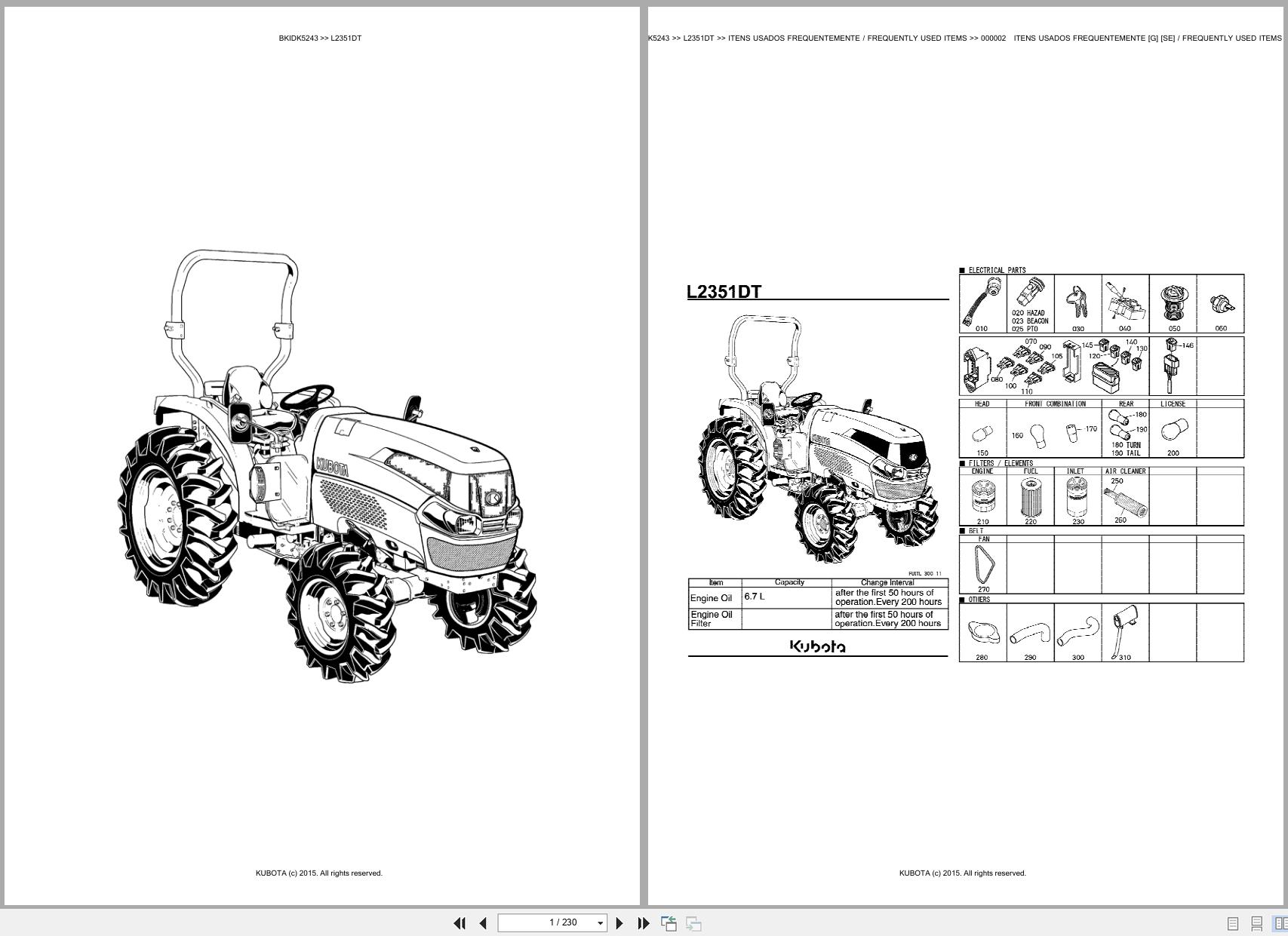 Kubota Tractor L2351DT Spare Parts Catalog EN PT (1)