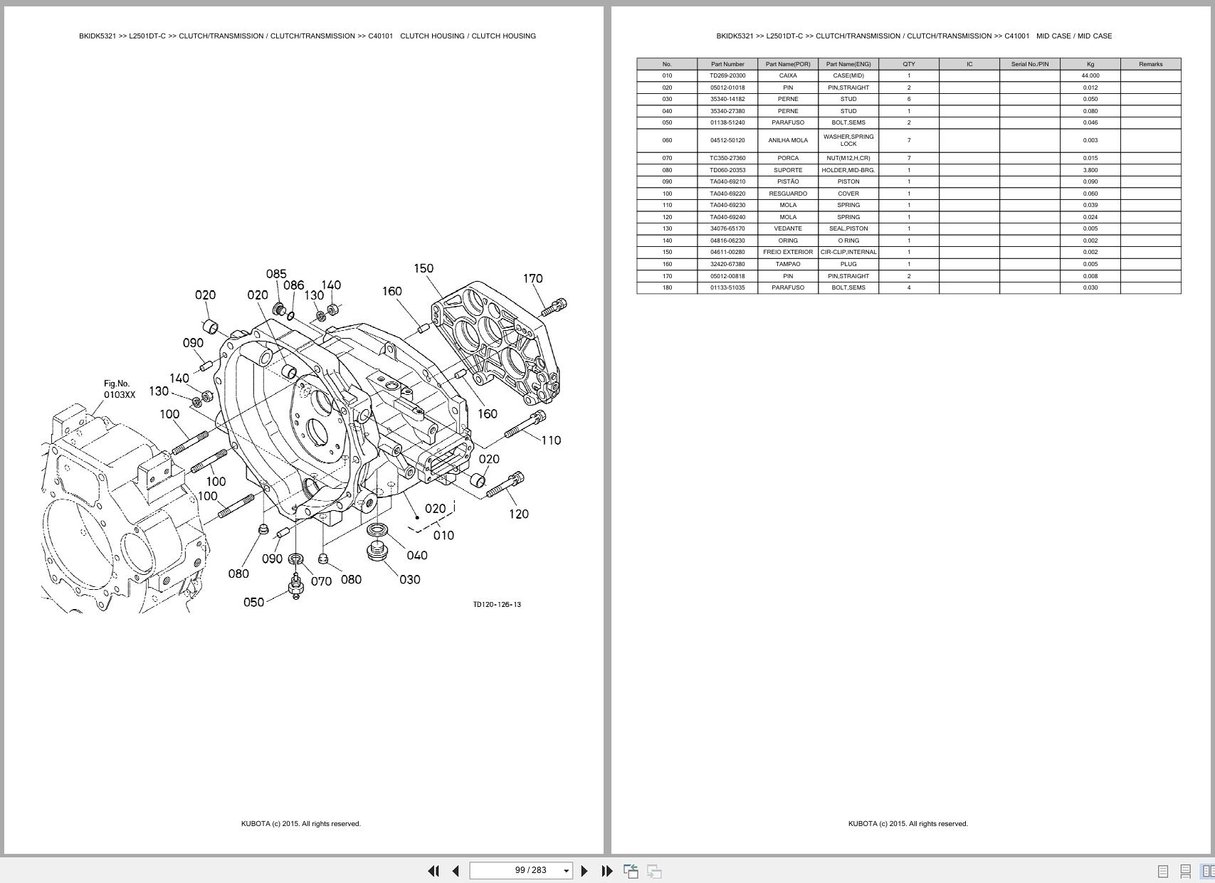Kubota Tractor L2501DT C Spare Parts Catalog EN PT (2)