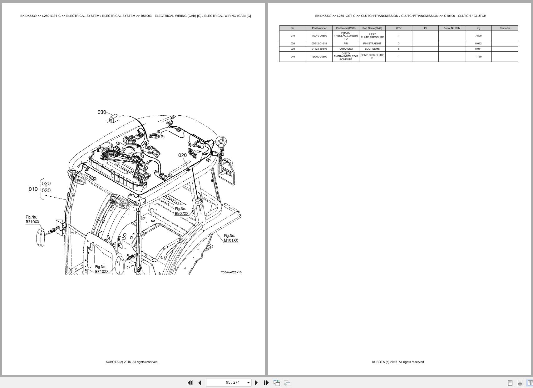 Kubota Tractor L2501GST C Spare Parts Catalog EN PT (2)