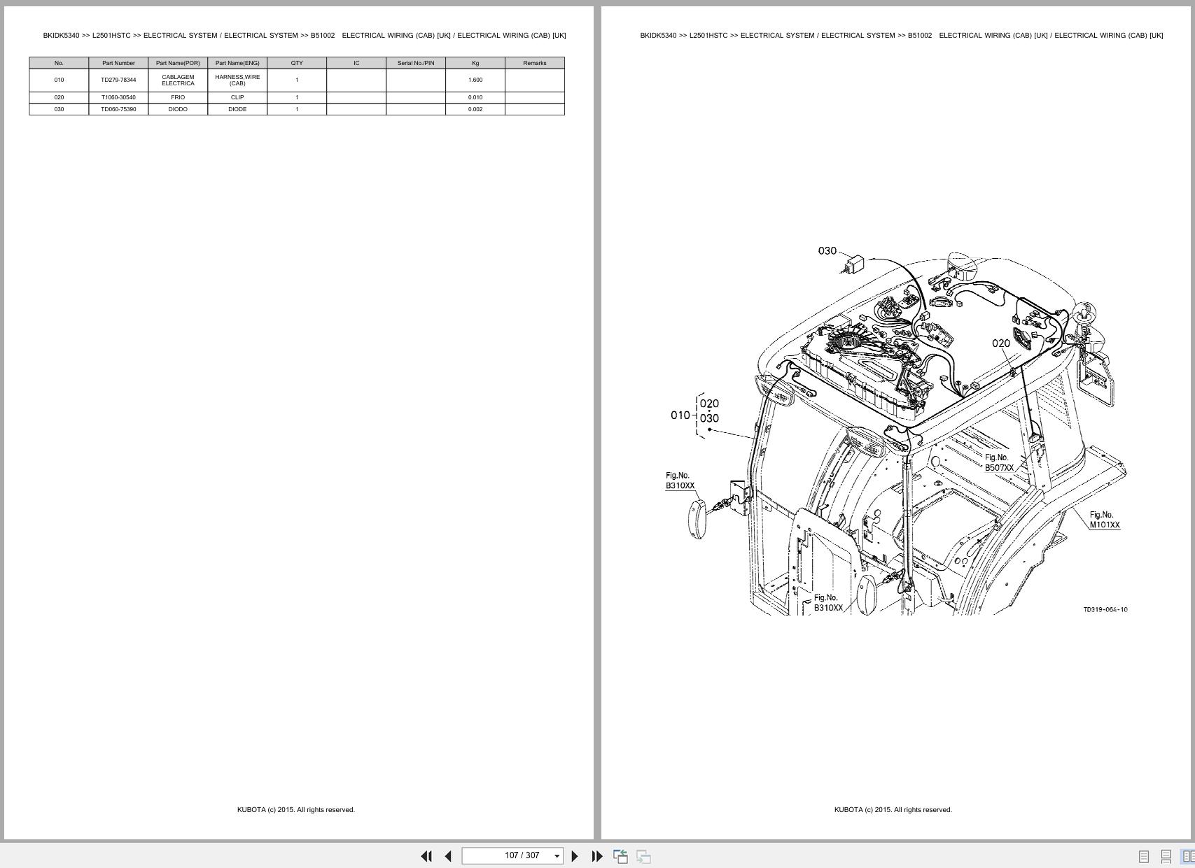 Kubota Tractor L2501HSTC Spare Parts Catalog EN PT (2)