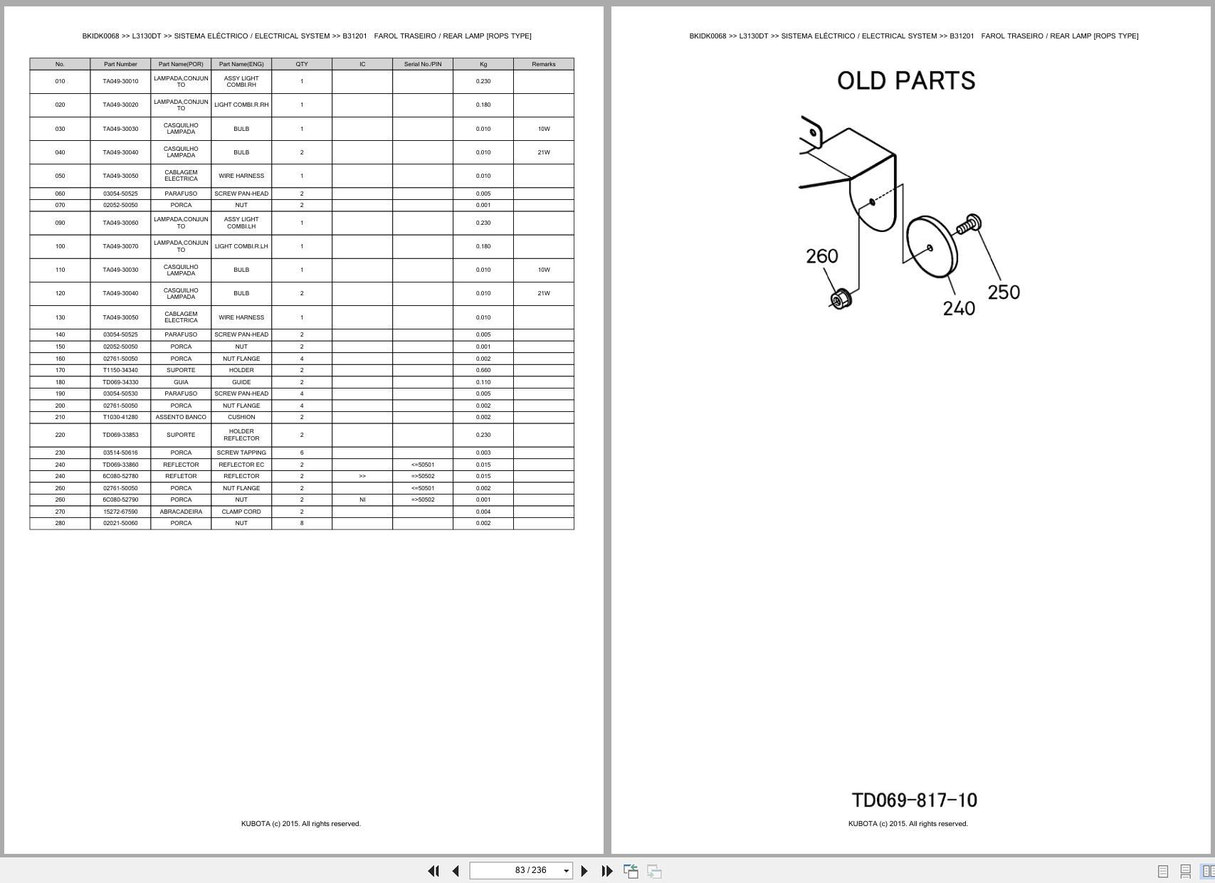 Kubota Tractor L3130DT Spare Parts Catalog EN PT (2)