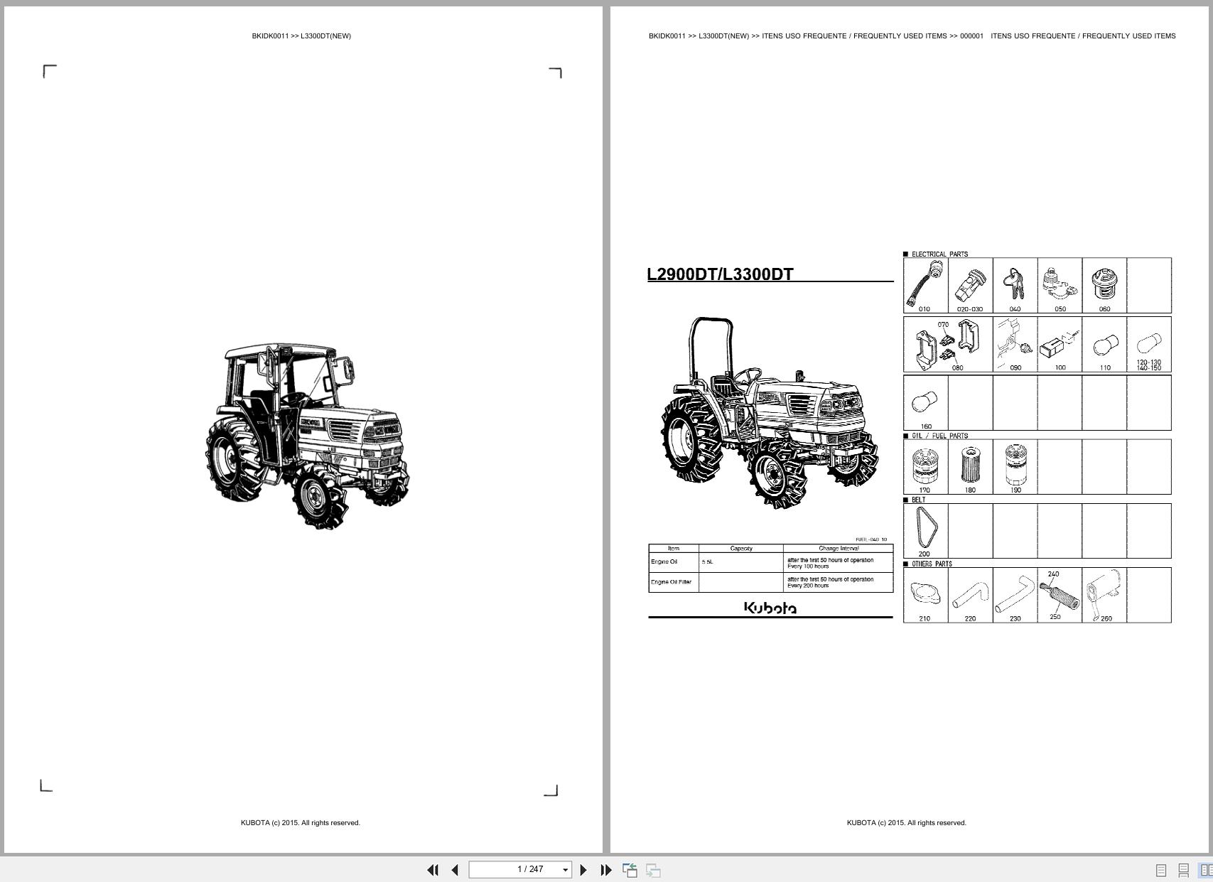 Kubota Tractor L3300DT NEW Spare Parts Catalog EN PT (1)