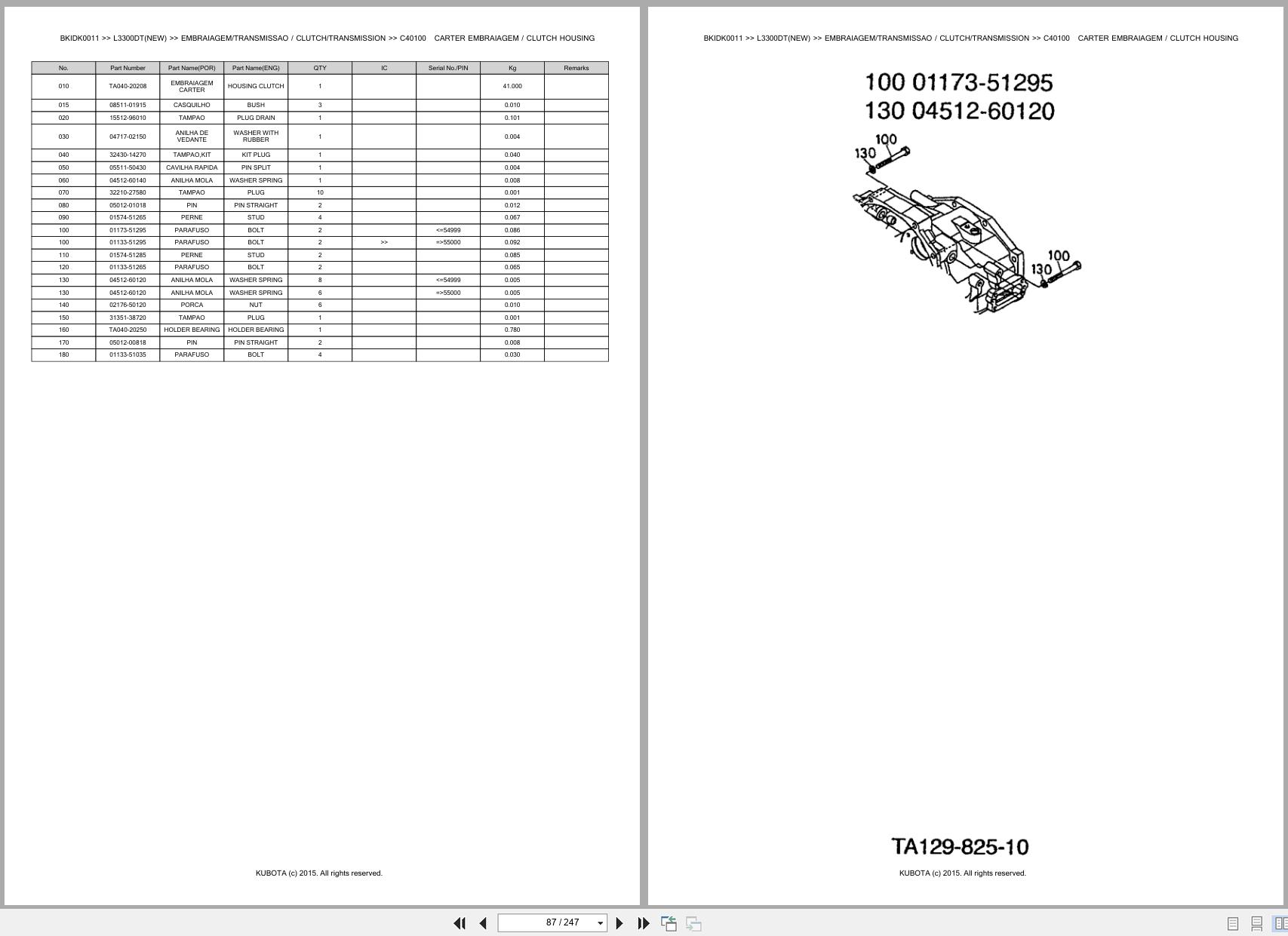 Kubota Tractor L3300DT NEW Spare Parts Catalog EN PT (2)
