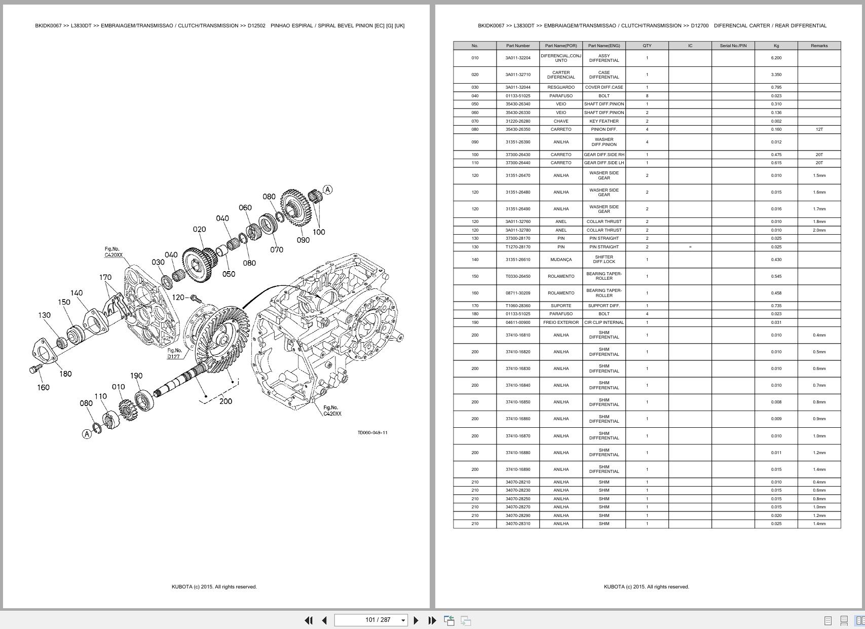 Kubota Tractor L3830DT Spare Parts Catalog EN PT (2)