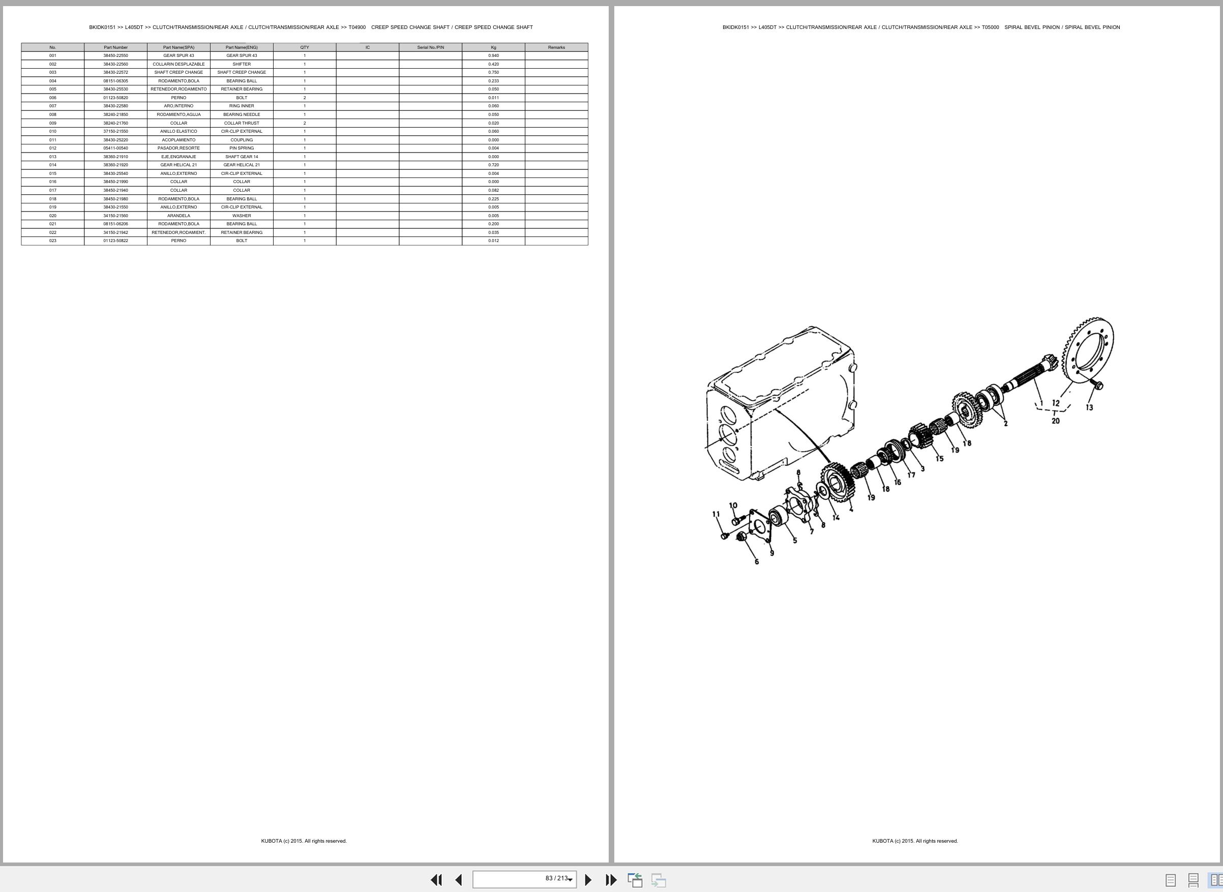 Kubota Tractor L405DT Spare Parts Catalog EN ES (2)