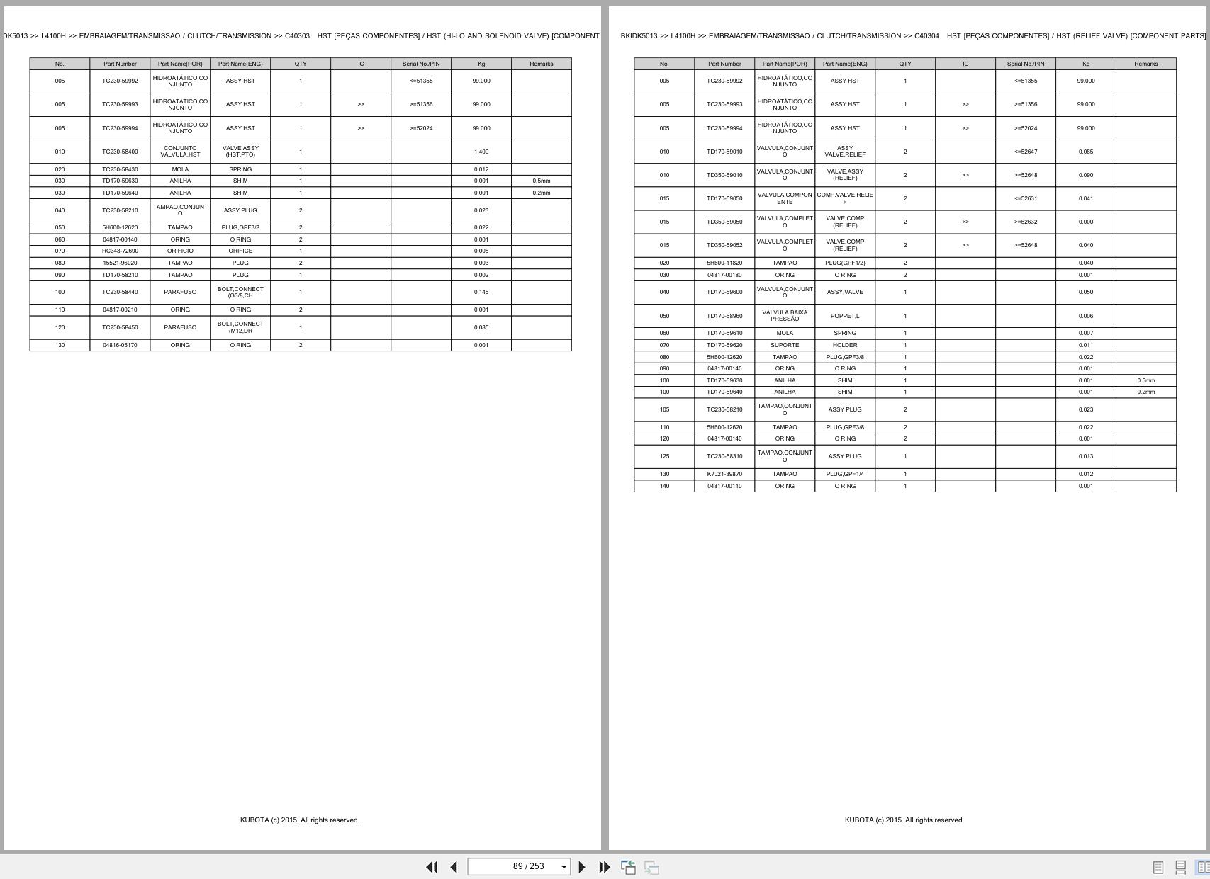 Kubota Tractor L4100H Spare Parts Catalog EN PT (2)