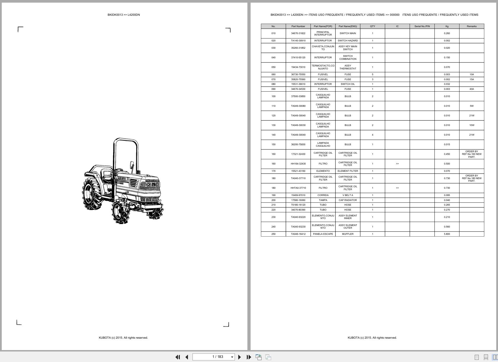 Kubota Tractor L4200DN Spare Parts Catalog EN PT (1)