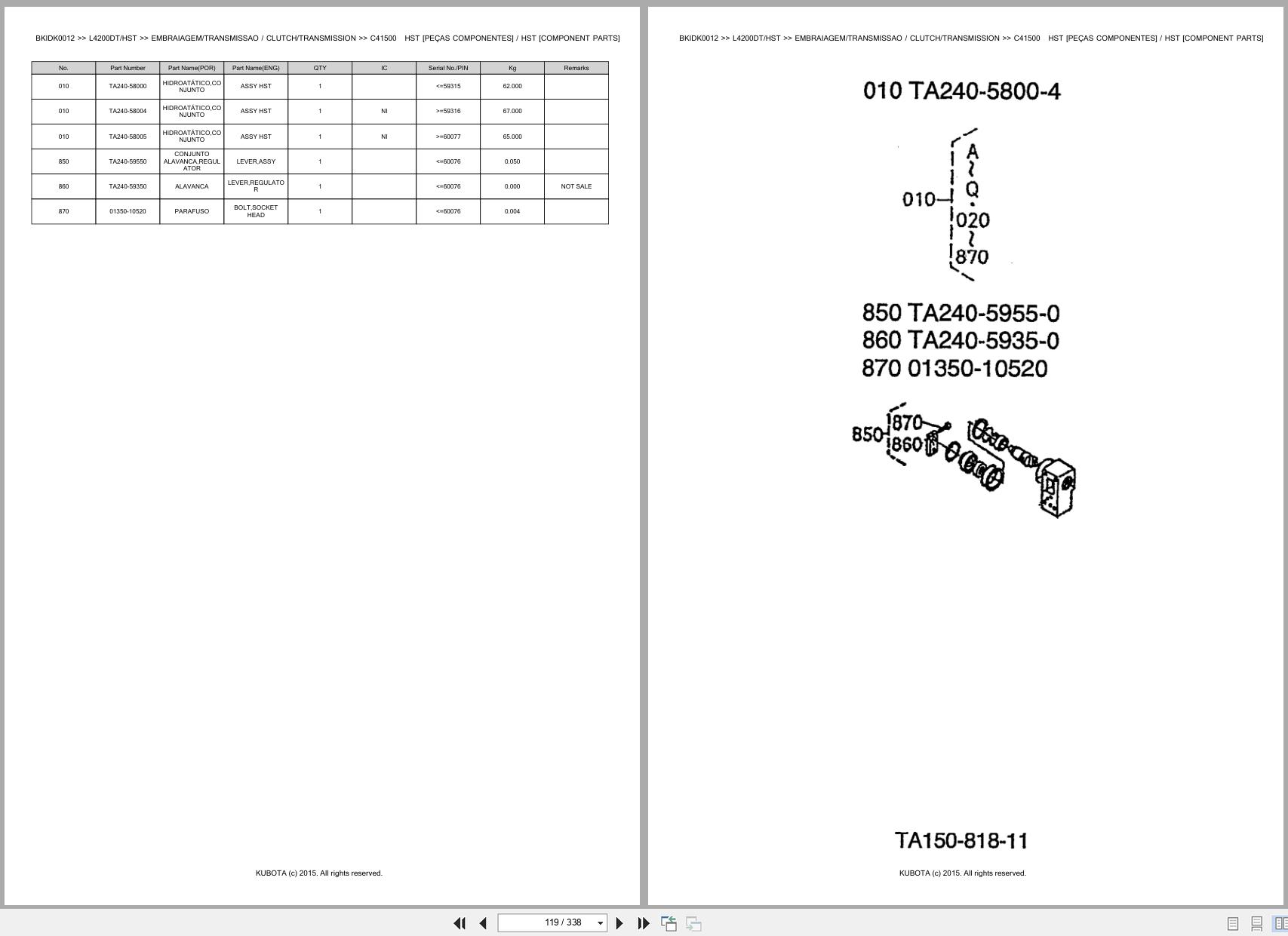 Kubota Tractor L4200DT L4200HST Spare Parts Catalog EN PT (2)