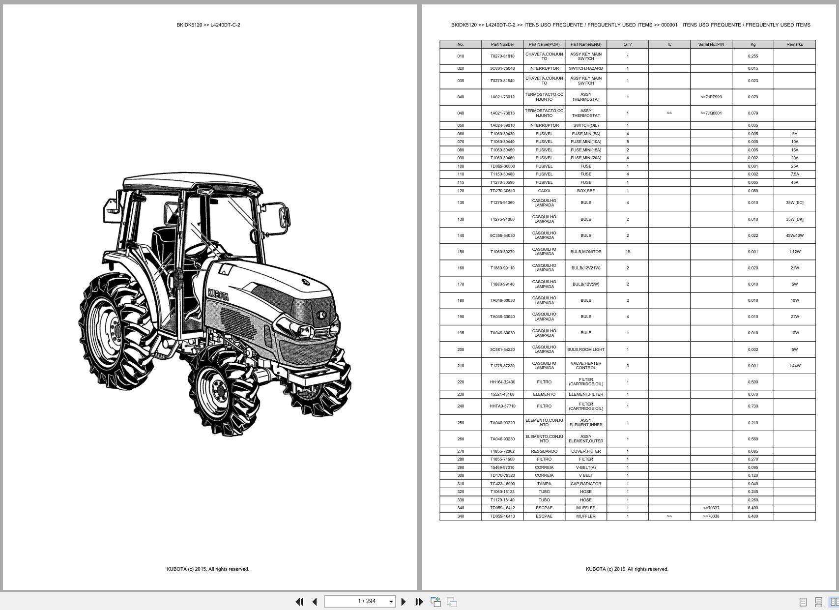 Kubota Tractor L4240DT C 2 Spare Parts Catalog EN PT (1)