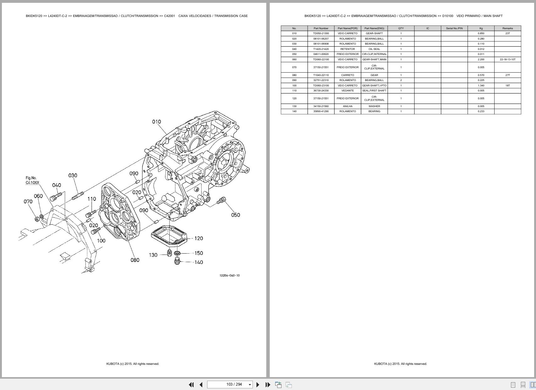 Kubota Tractor L4240DT C 2 Spare Parts Catalog EN PT (2)