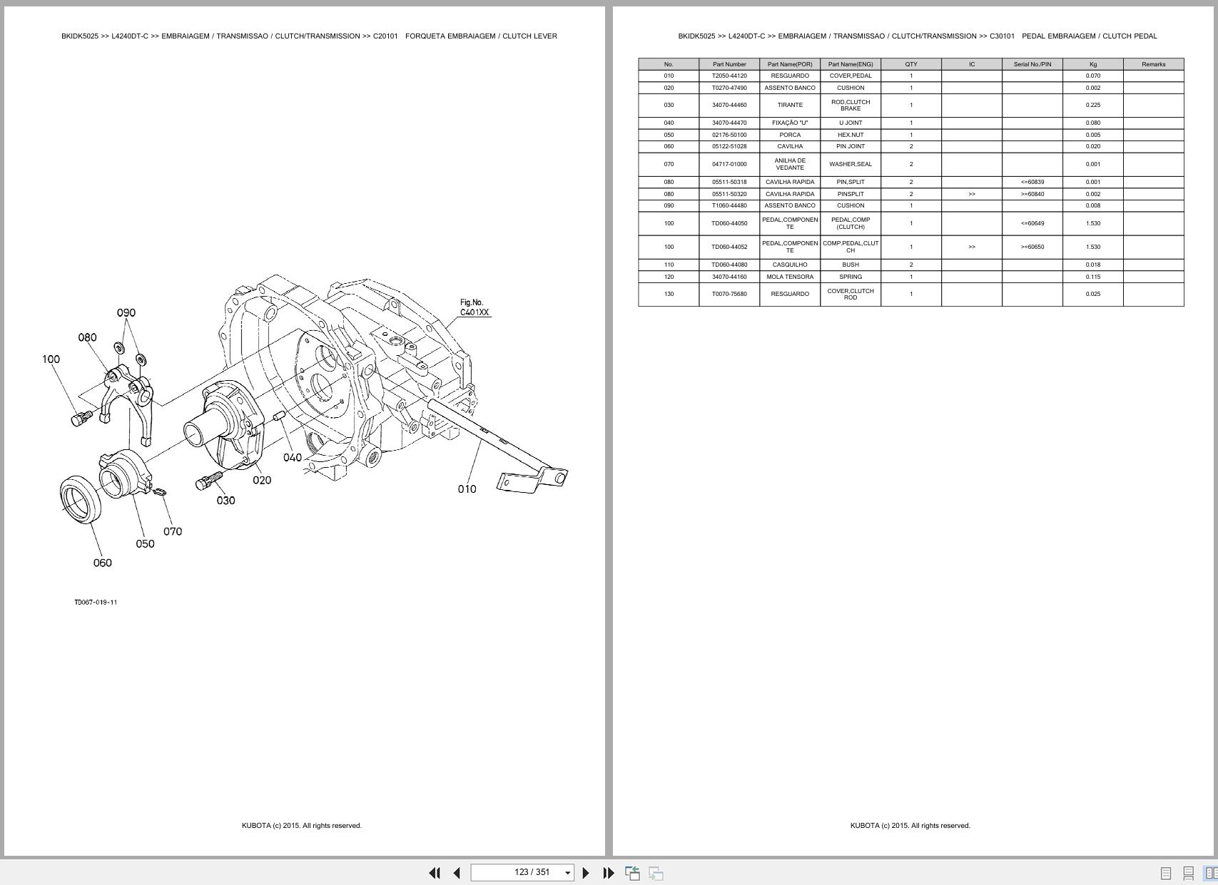 Kubota Tractor L4240DT C Spare Parts Catalog EN PT (2)