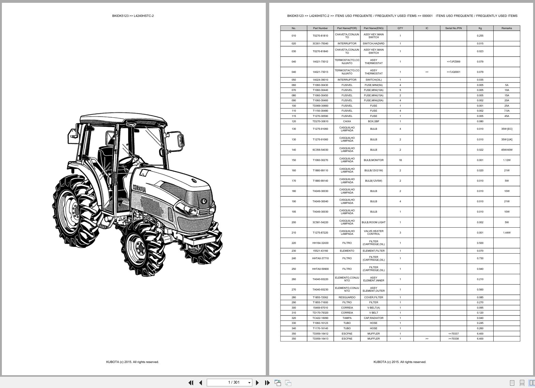 Kubota Tractor L4240HSTC 2 Spare Parts Catalog EN PT (1)