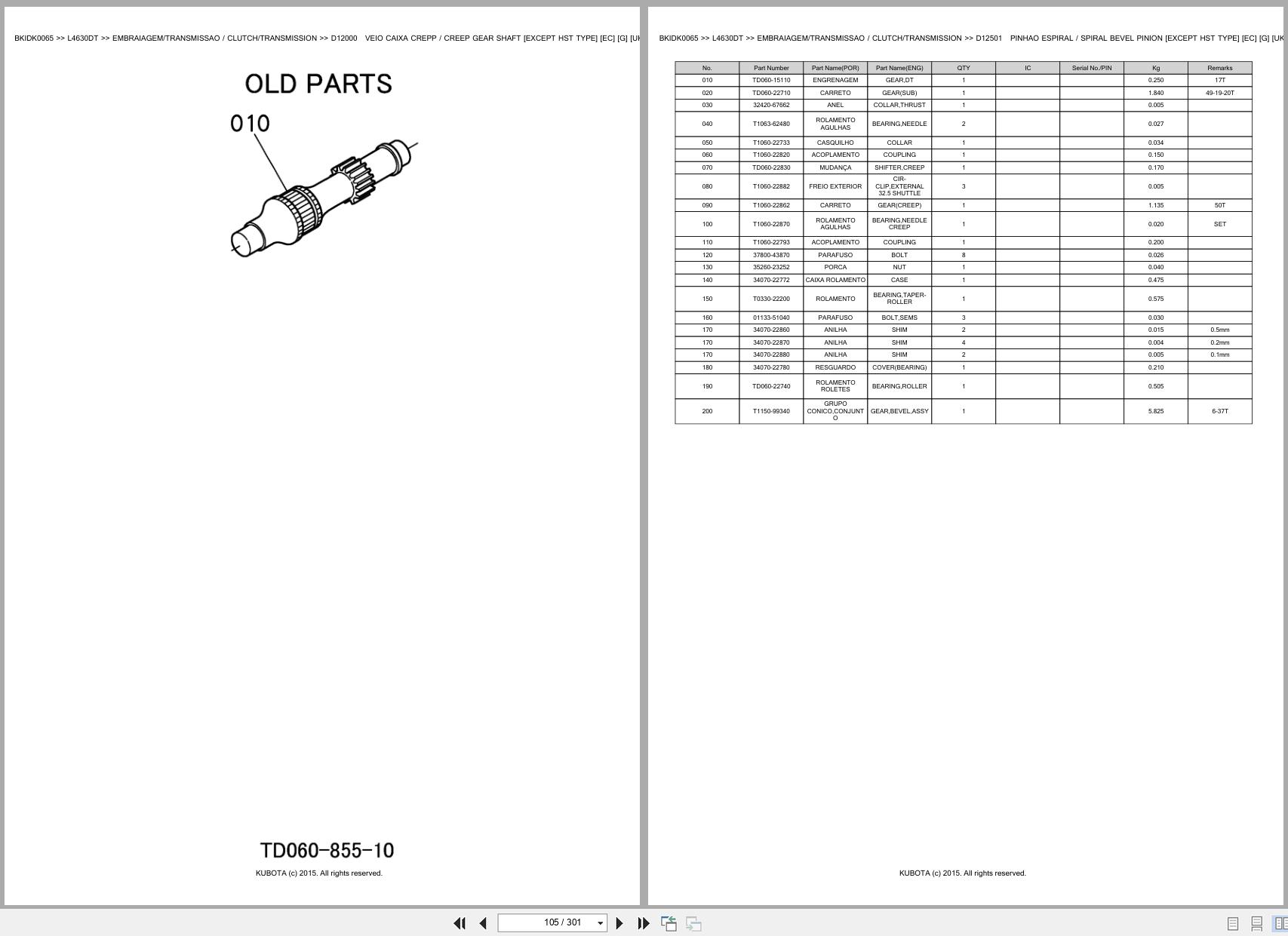 Kubota Tractor L4630DT Spare Parts Catalog EN PT (2)