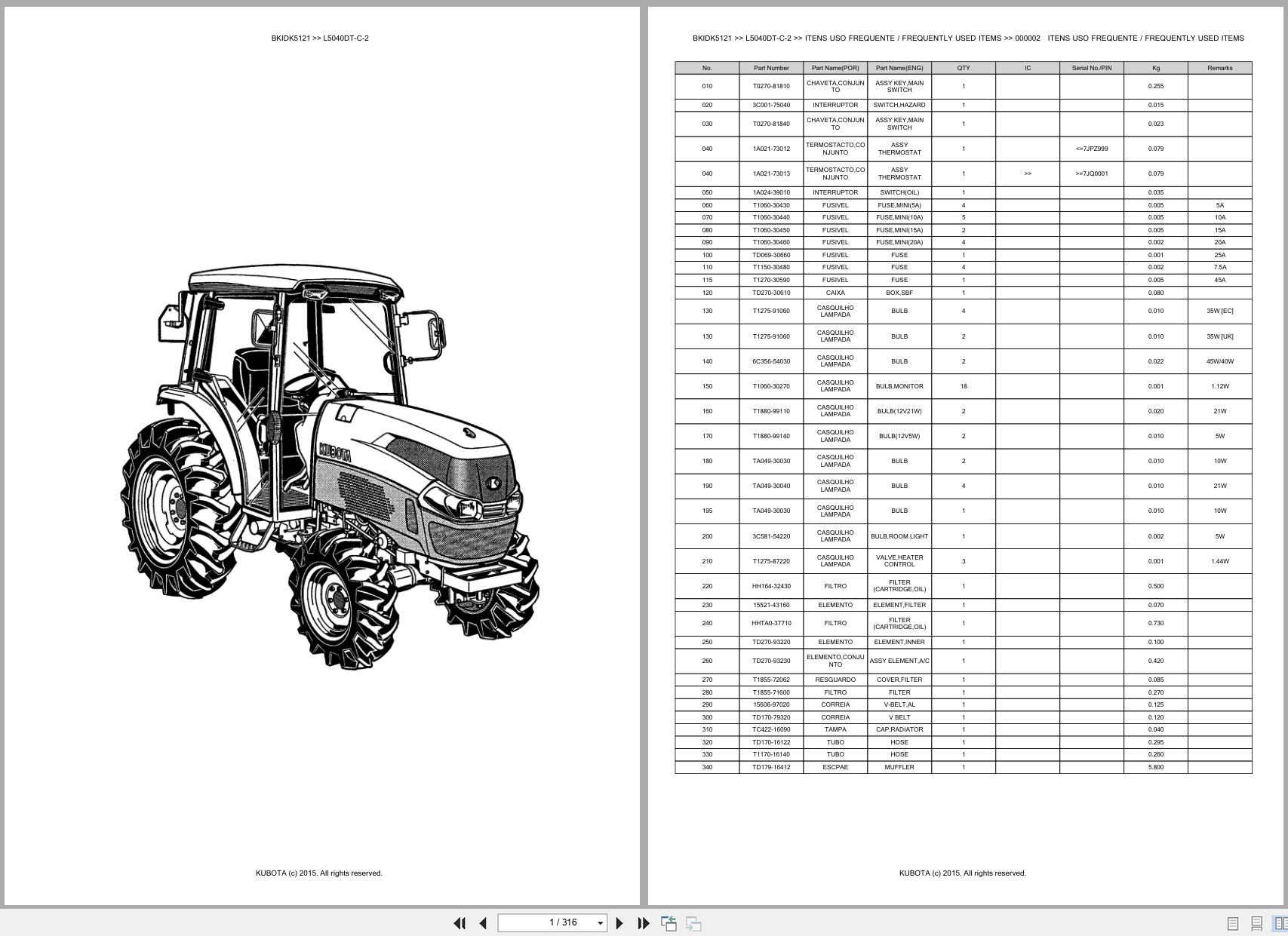 Kubota Tractor L5040DT C 2 Spare Parts Catalog EN PT (1)