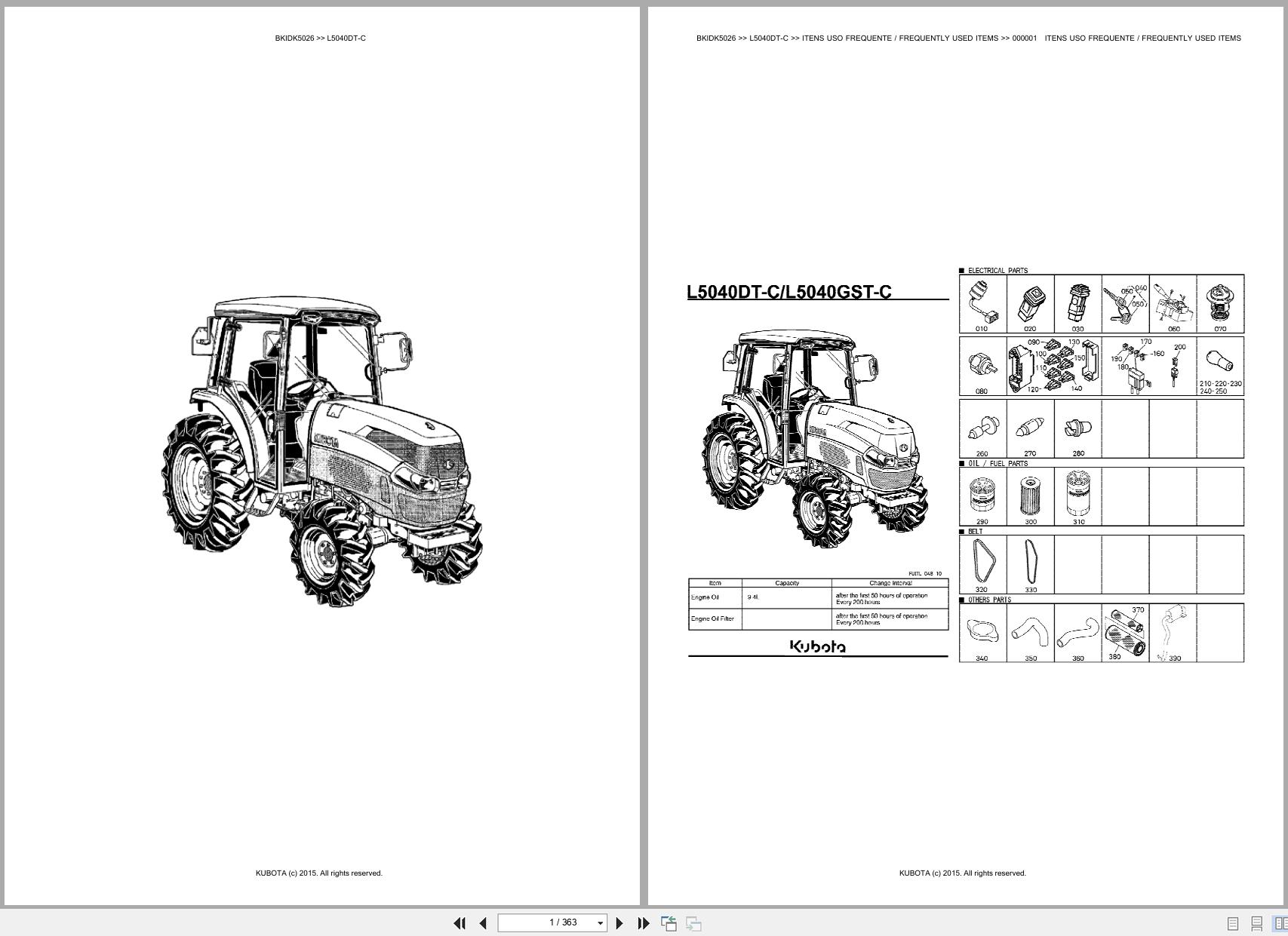 Kubota Tractor L5040DT C Spare Parts Catalog EN PT (1)