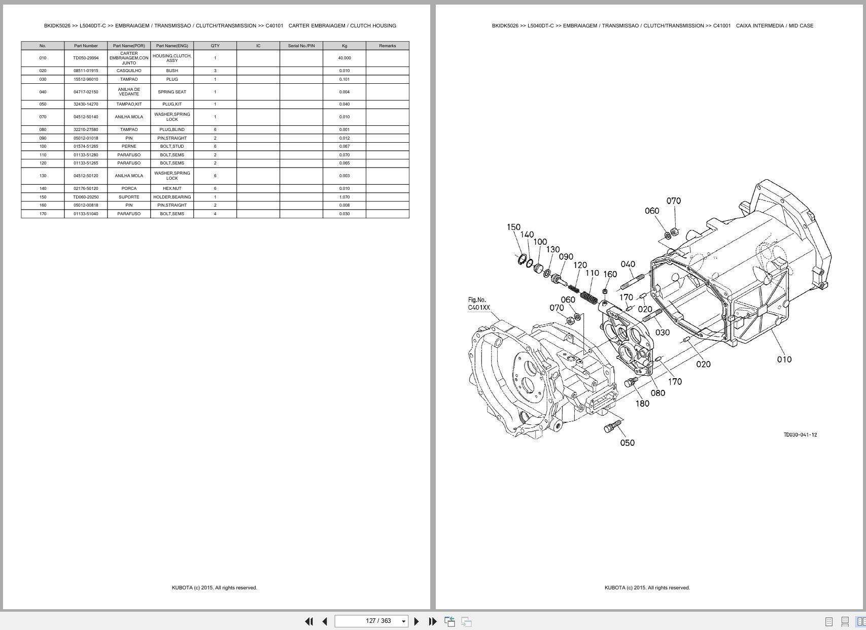Kubota Tractor L5040DT C Spare Parts Catalog EN PT (2)