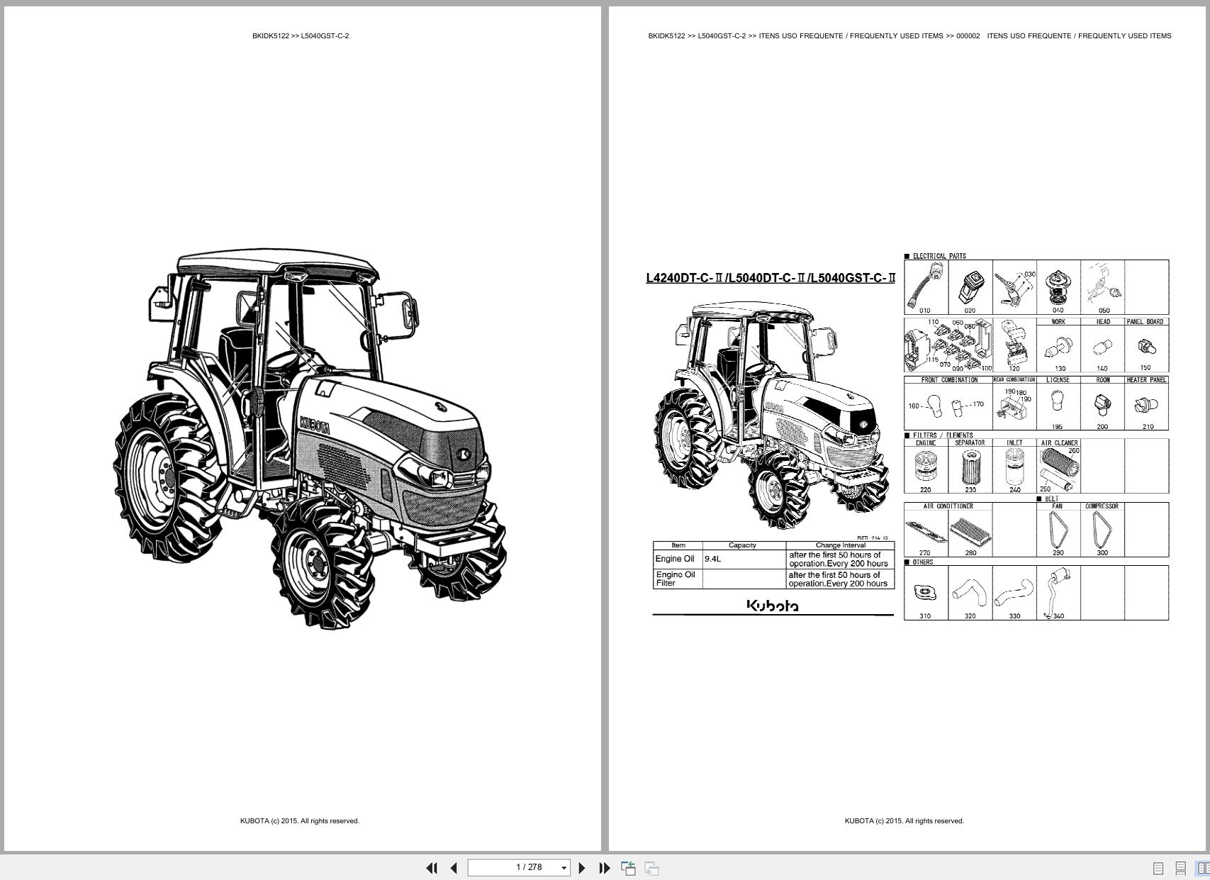 Kubota Tractor L5040GST C 2 Spare Parts Catalog EN PT (1)