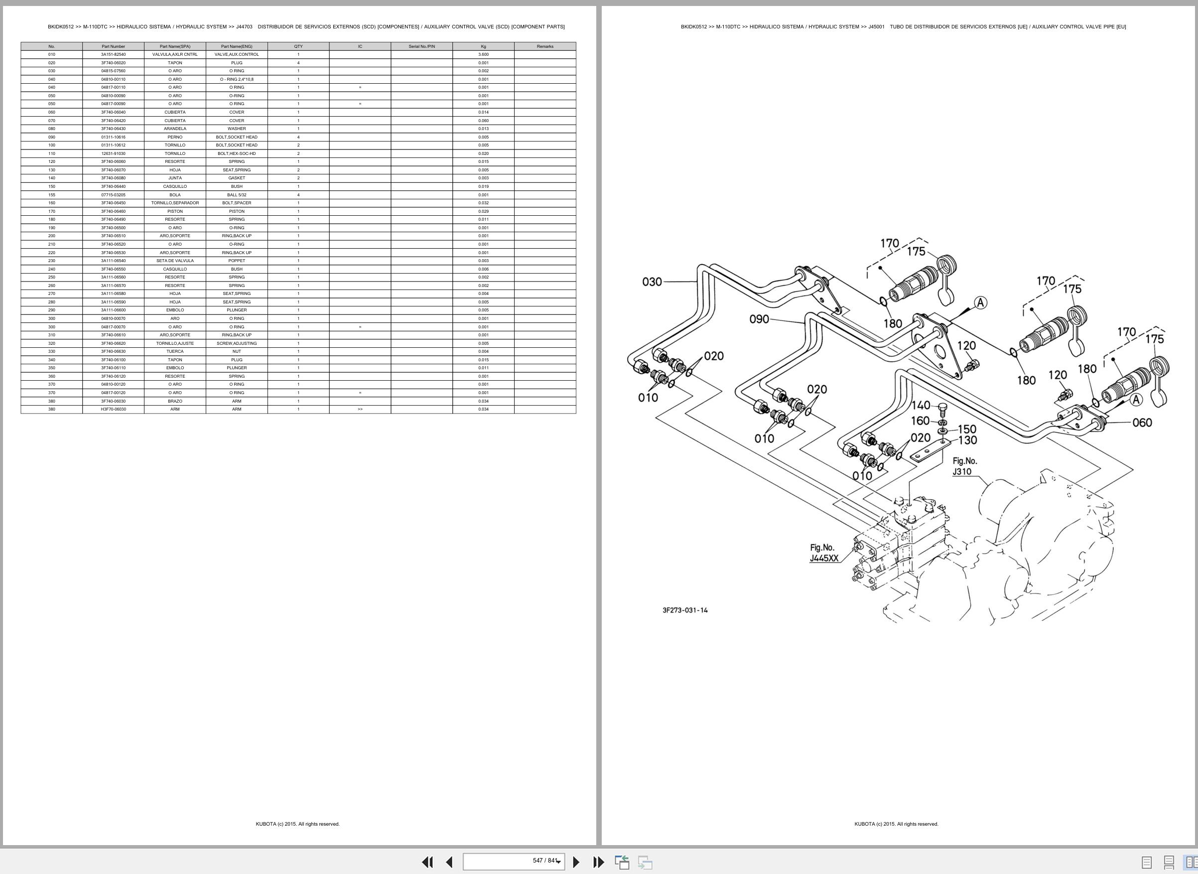 Kubota Tractor M 110DTC Spare Parts Catalog EN ES (3)