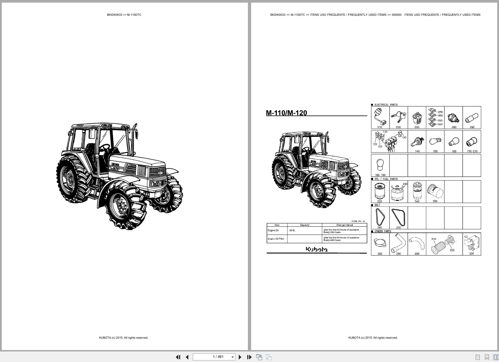 Kubota Tractor M 110DTC Spare Parts Catalog EN PT (1)