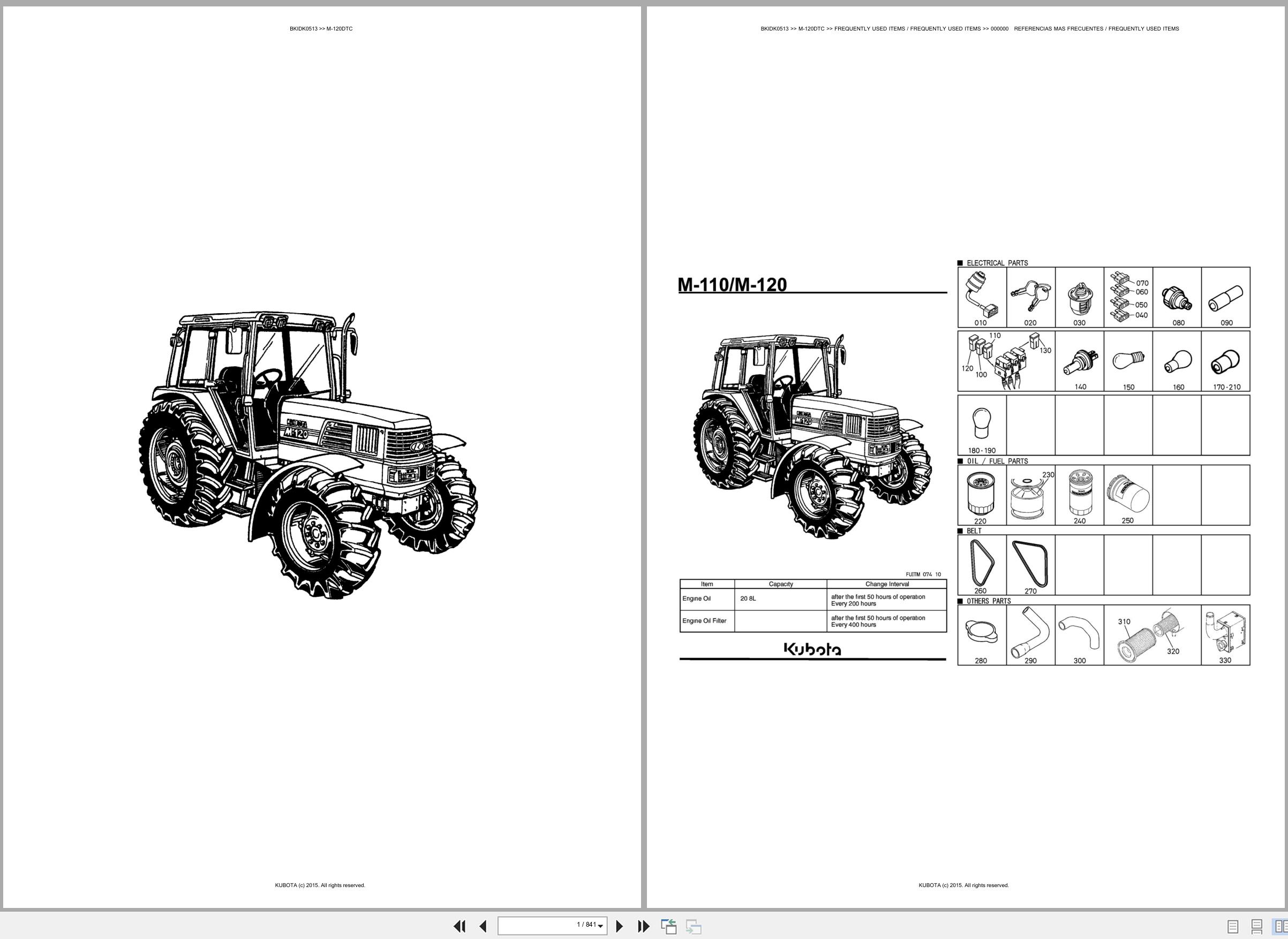 Kubota Tractor M 120DTC Spare Parts Catalog EN ES (1)